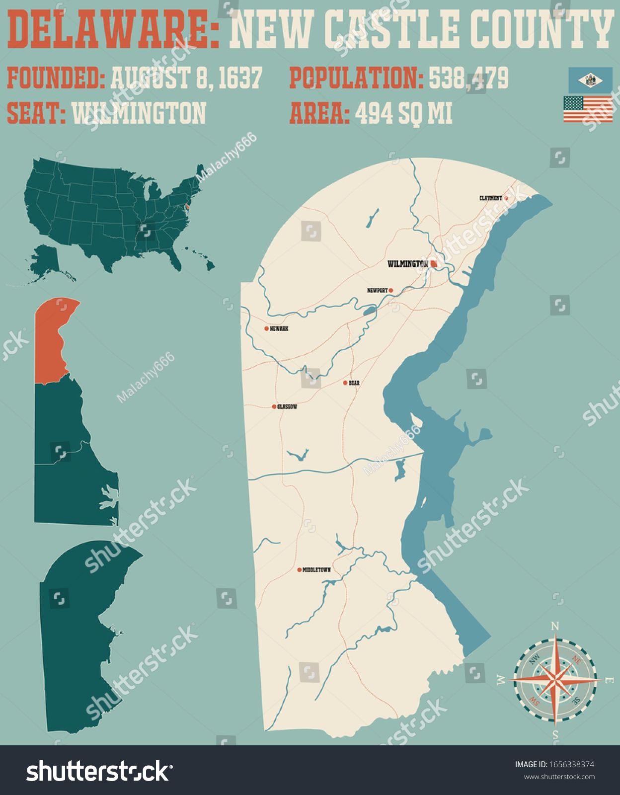 Large And Detailed Map Of New Castle County In Royalty Free Stock   Avopix 1656338374 