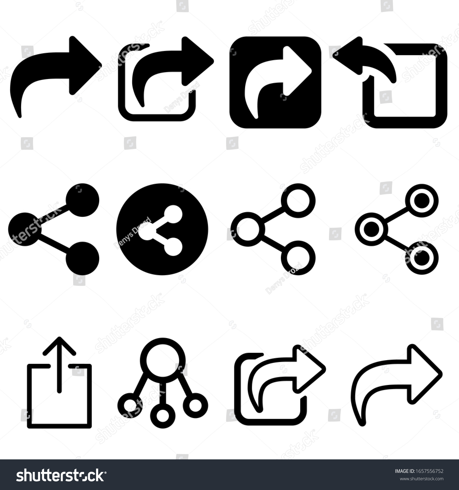Set of share vector icon. Arrow symbol. button connection illustration sign collection. #1657556752