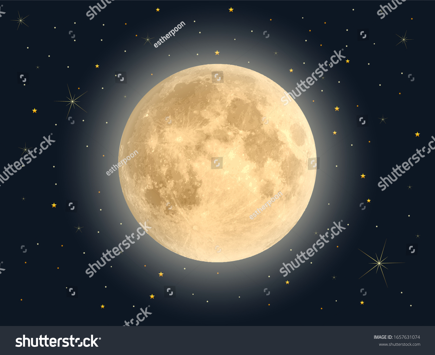 Full moon with star , Vector #1657631074