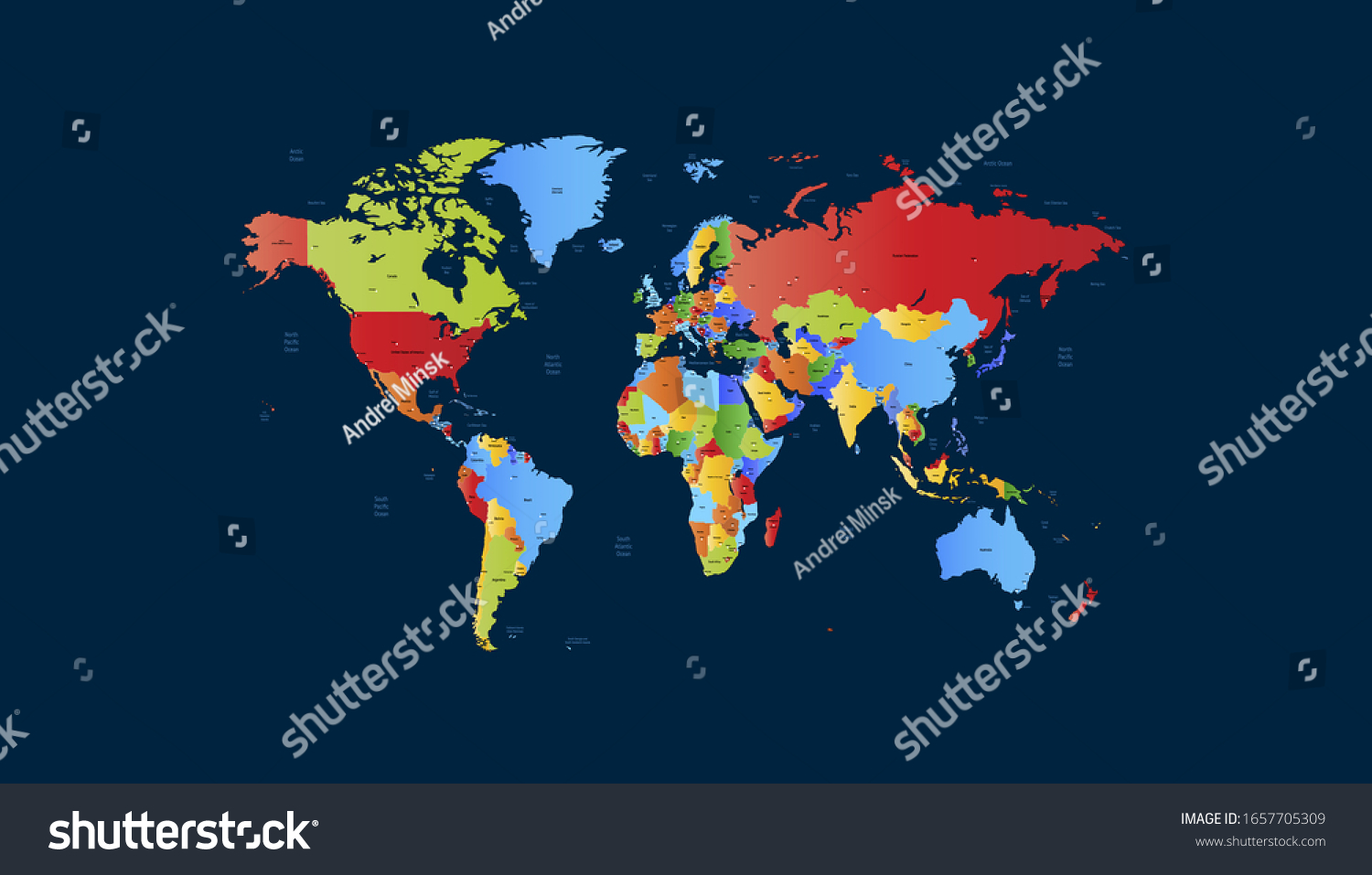 World Map Color Vector Modern Map Royalty Free Stock Vector