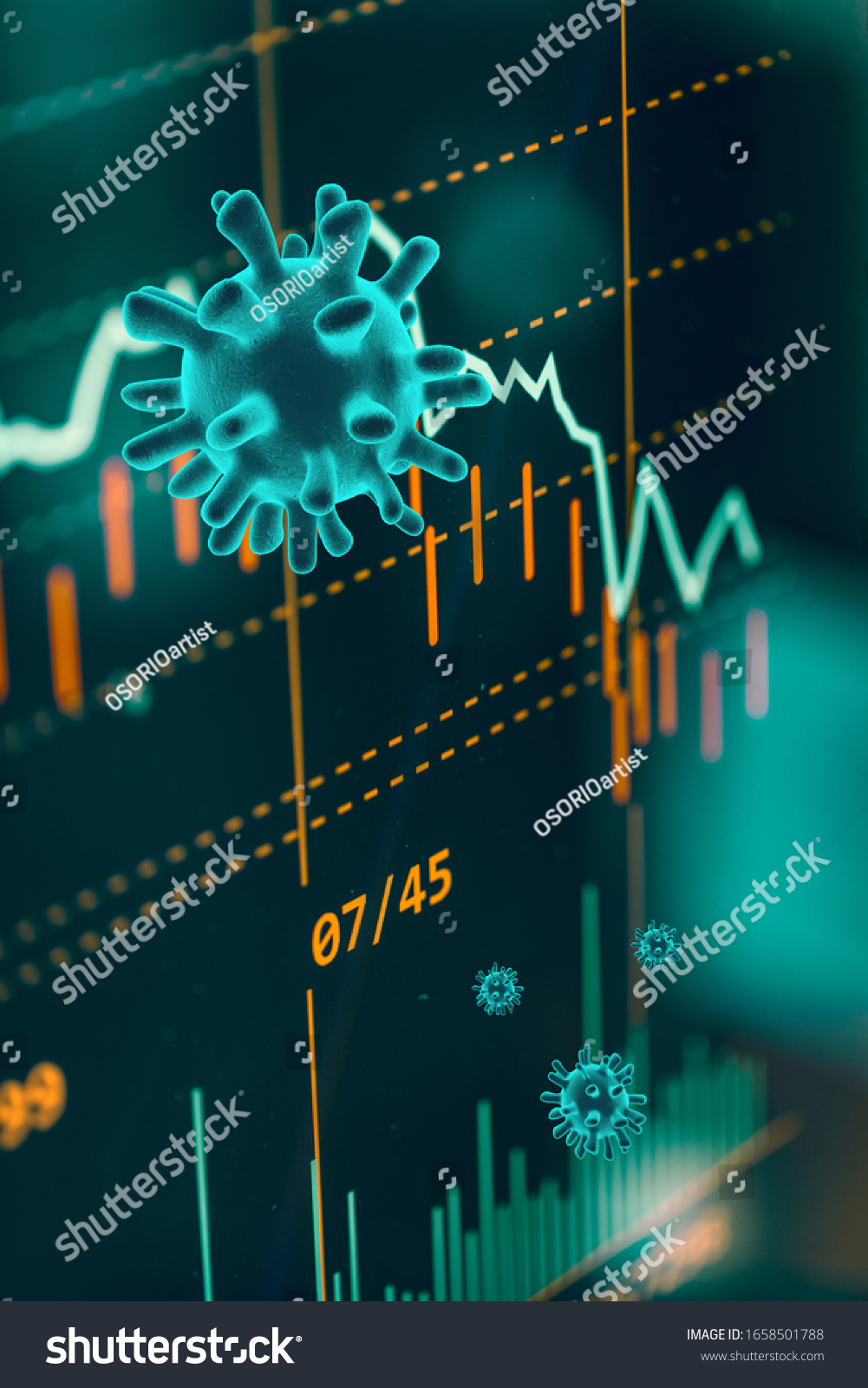 Graphs representing the stock market crash caused by the Coronavirus #1658501788