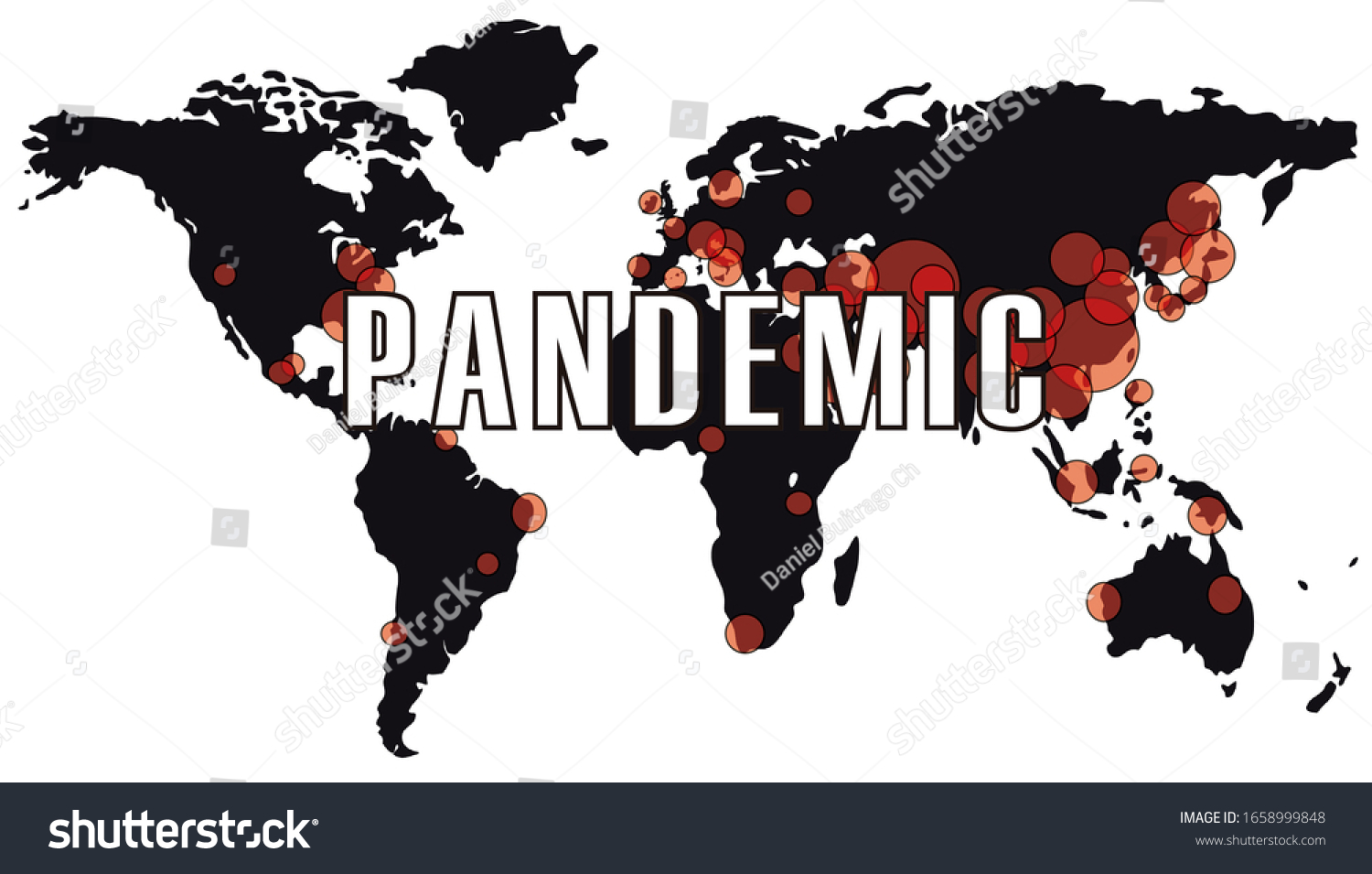 World map with red zones of coronavirus - Royalty Free Stock Photo ...