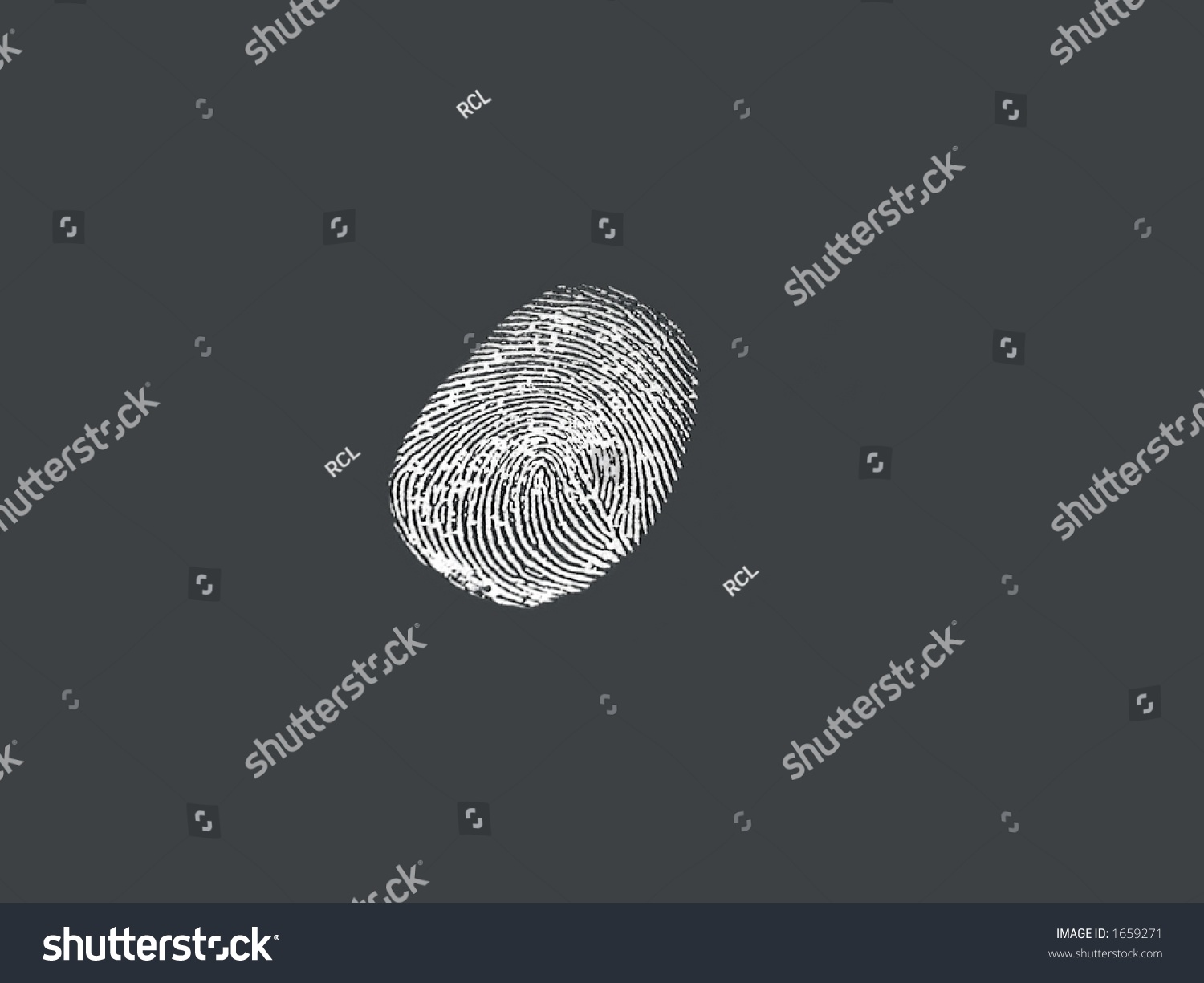 White fingerprint on dark background. #1659271