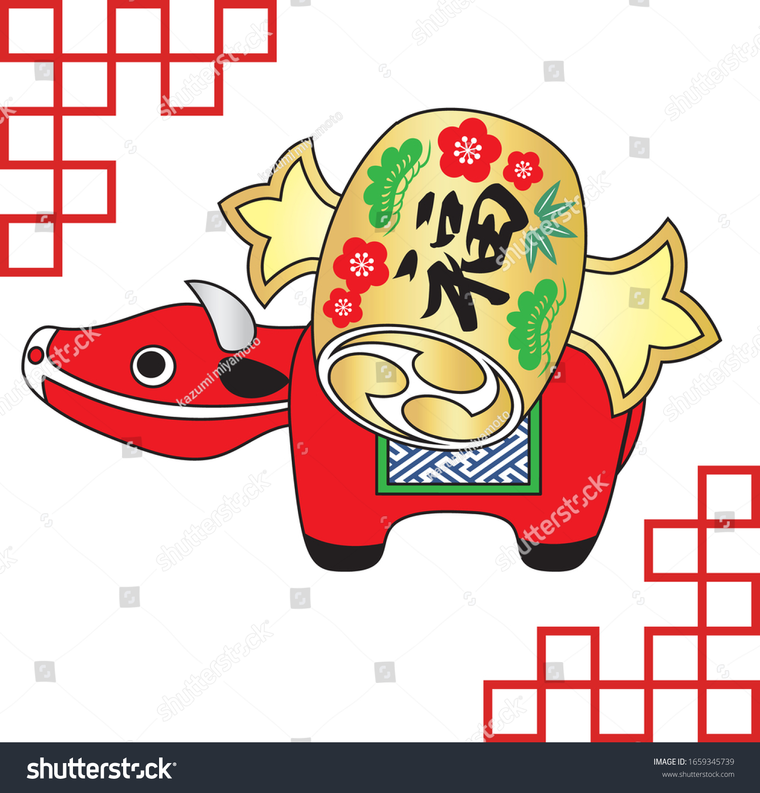 Cow figurine. a mallet of luck of japan. vector - Royalty Free Stock ...