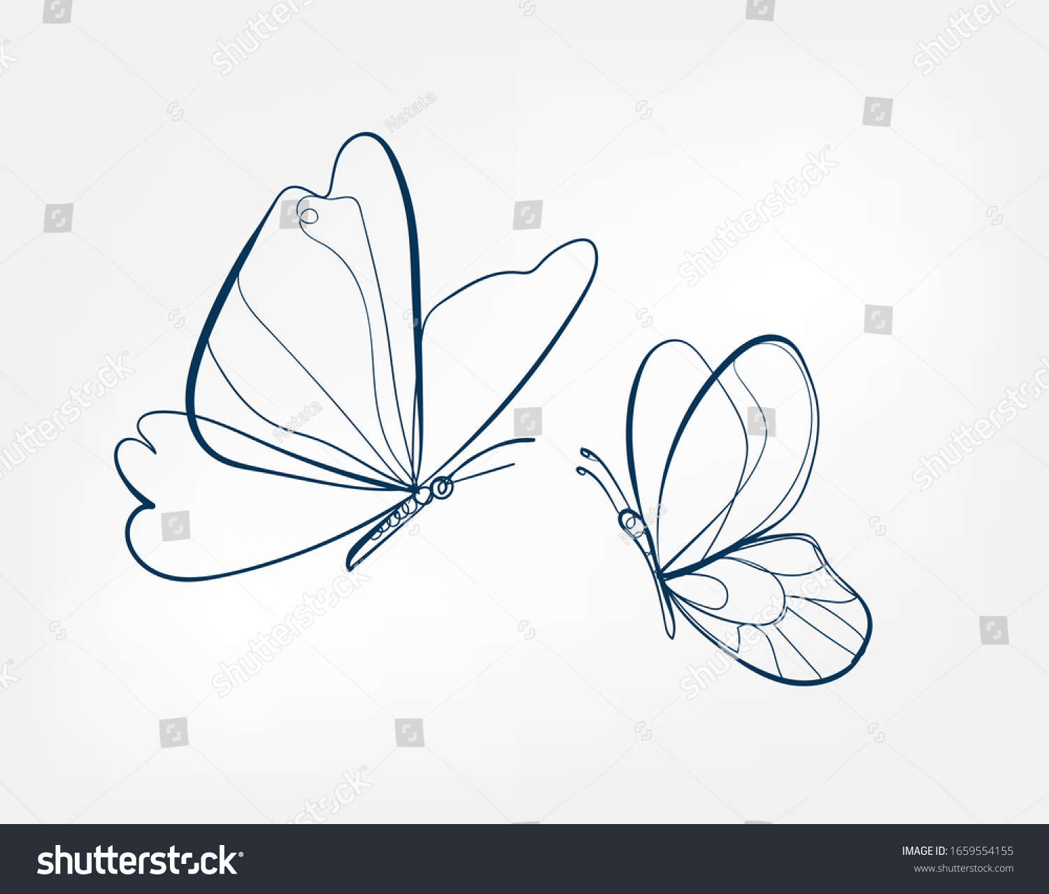 butterfly insect vector art line isolated doodle illustration #1659554155