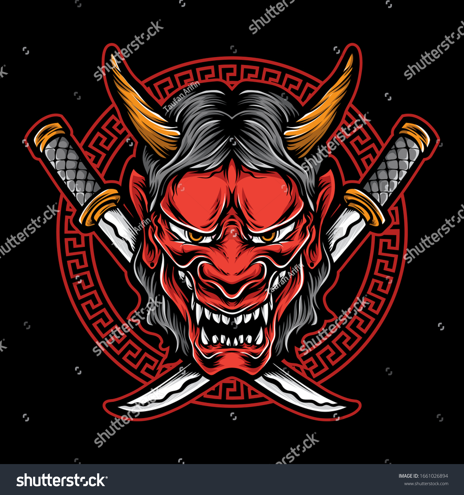 japanese demon mask vector logo - Royalty Free Stock Vector 1661026894 ...