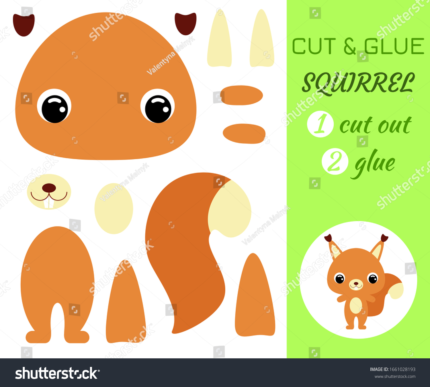 Cut and glue baby squirrel. Color paper - Royalty Free Stock Vector ...