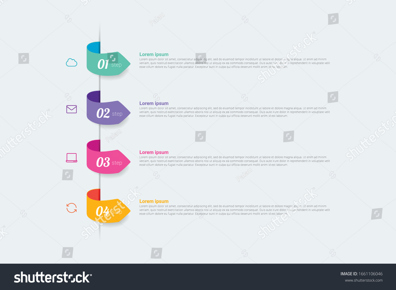 Infographics design vector and marketing icons with 4 options, steps or processes. Can be used for annual report, flow charts, diagram, presentations. Concept of business model. Vector illustration. #1661106046