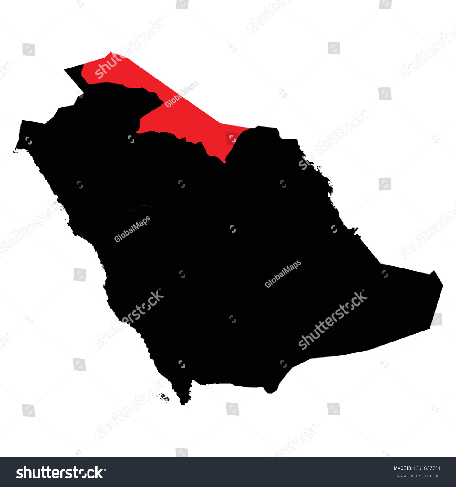 Al Hudud Ash Shamaliyah region highlighted on - Royalty Free Stock 