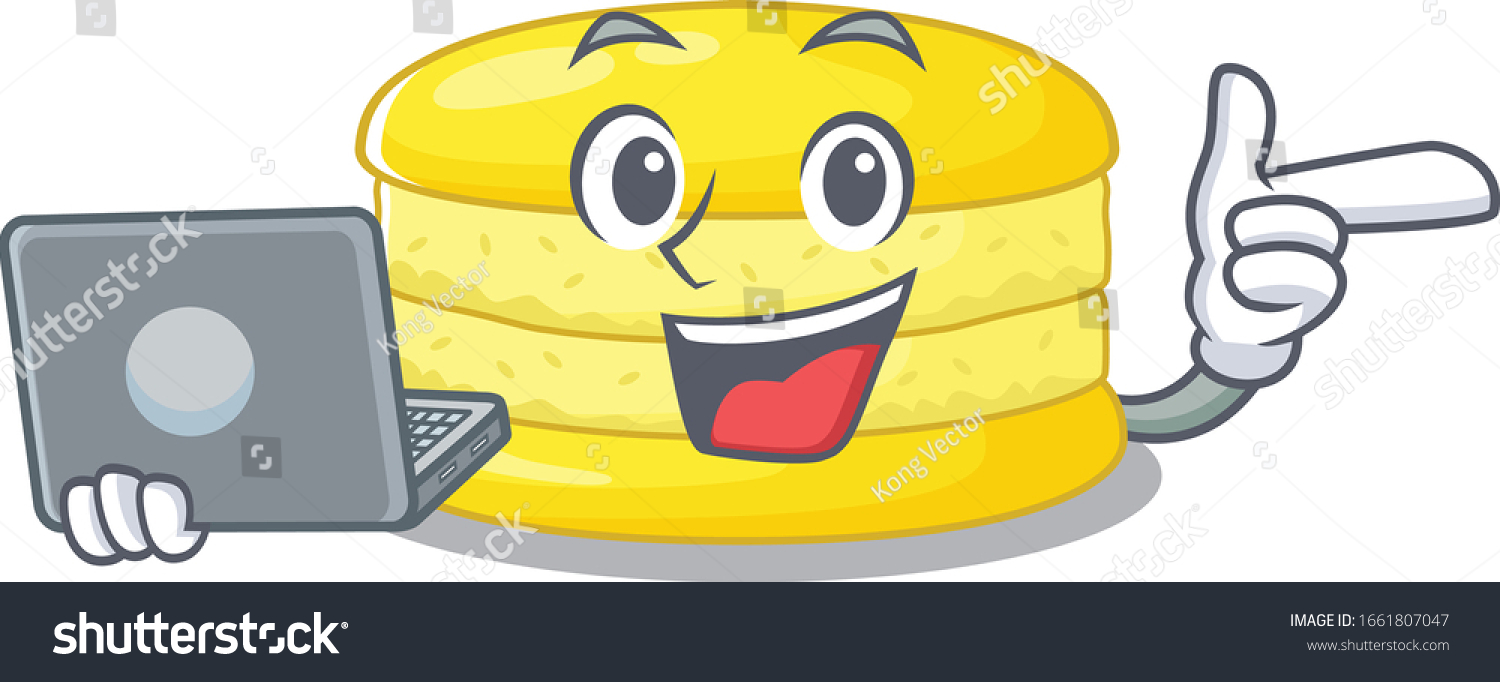 Cool Character Of Lemon Macaron Working With Royalty Free Stock Vector 1661807047 0152