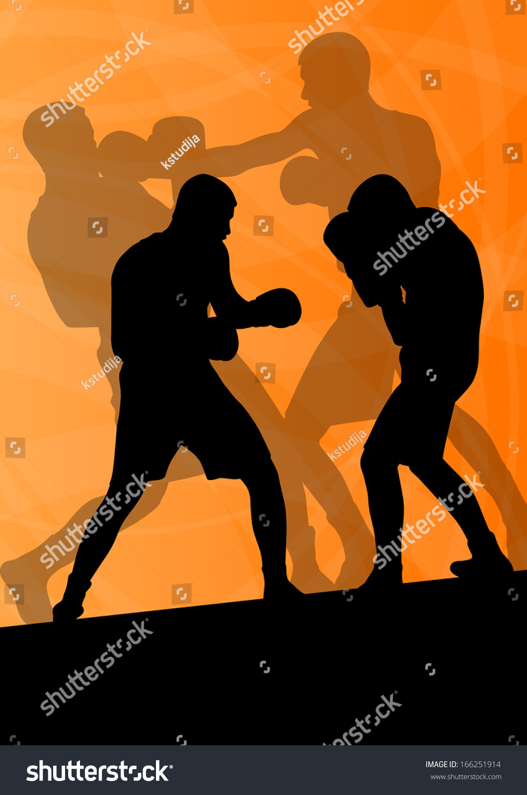 Boxing active young men box sport silhouettes - Royalty Free Stock ...