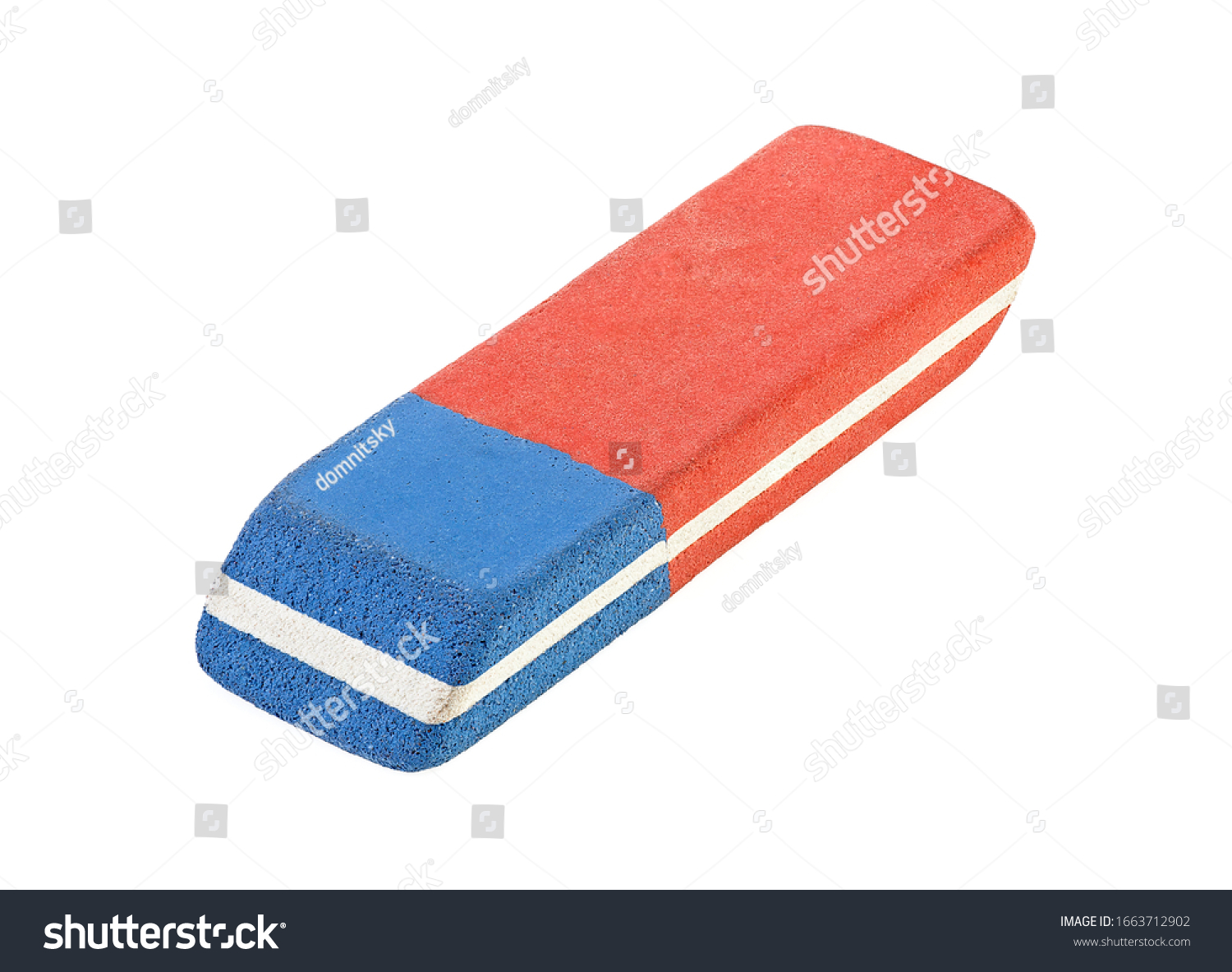 Rubber eraser for pencil and ink pen isolated on a white background, close up. #1663712902