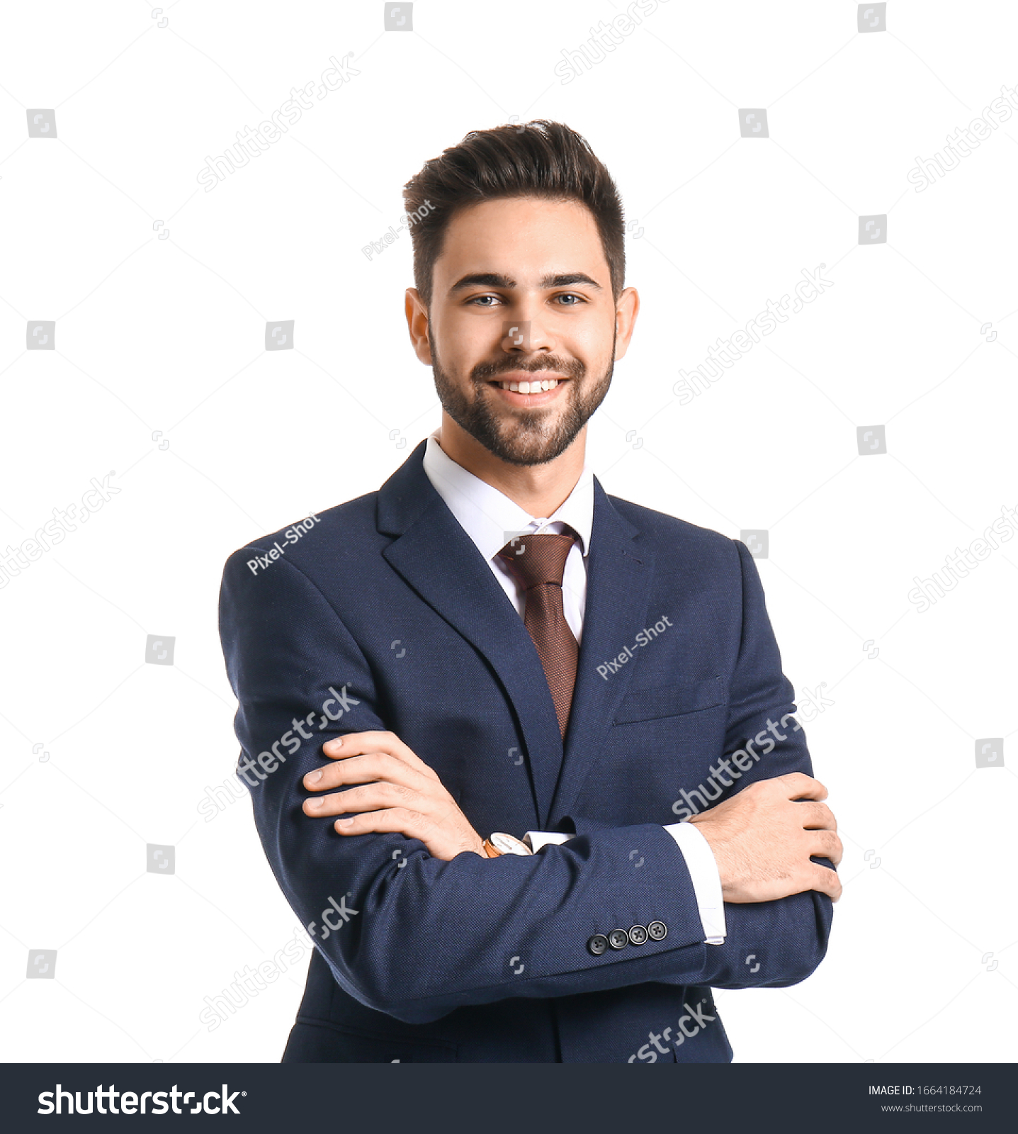 Portrait of handsome businessman on white background #1664184724
