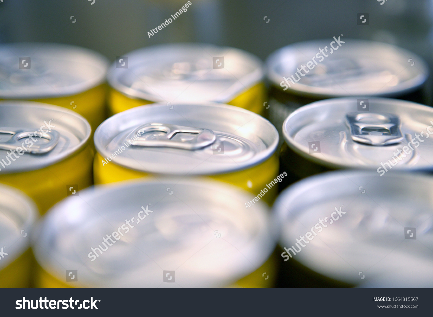 Detail view of the tops of soda cans #1664815567