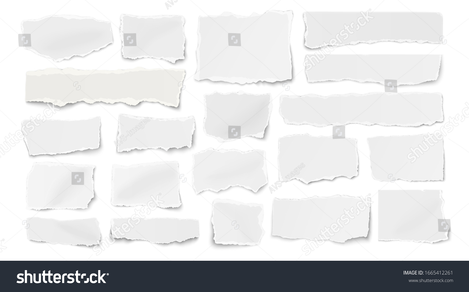 Set of paper different shapes ripped scraps, - Royalty Free Stock ...