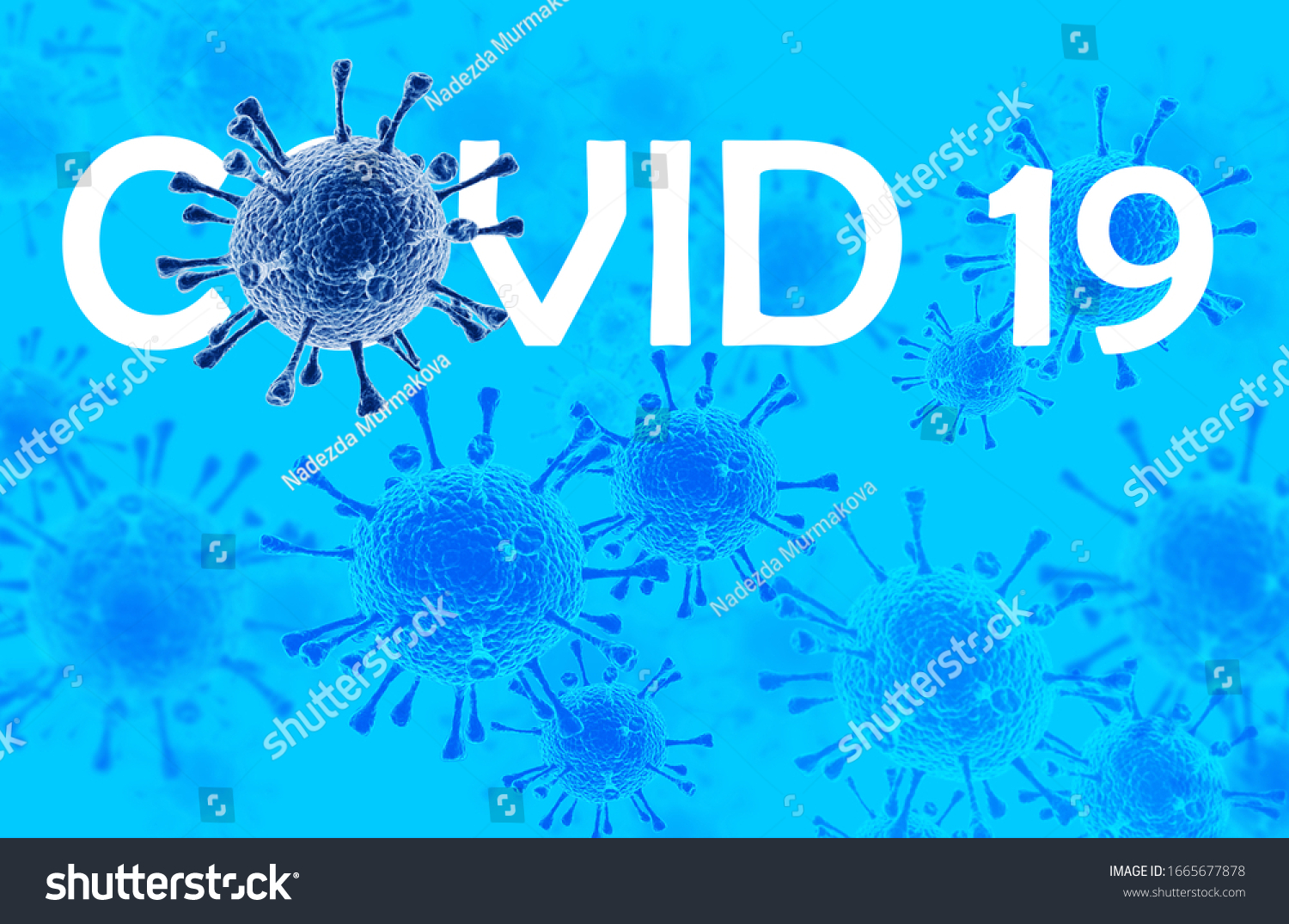 Coronavirus disease COVID-19 infection, medical illustration. New official name for Coronavirus disease named COVID-19, pandemic risk, blue background #1665677878