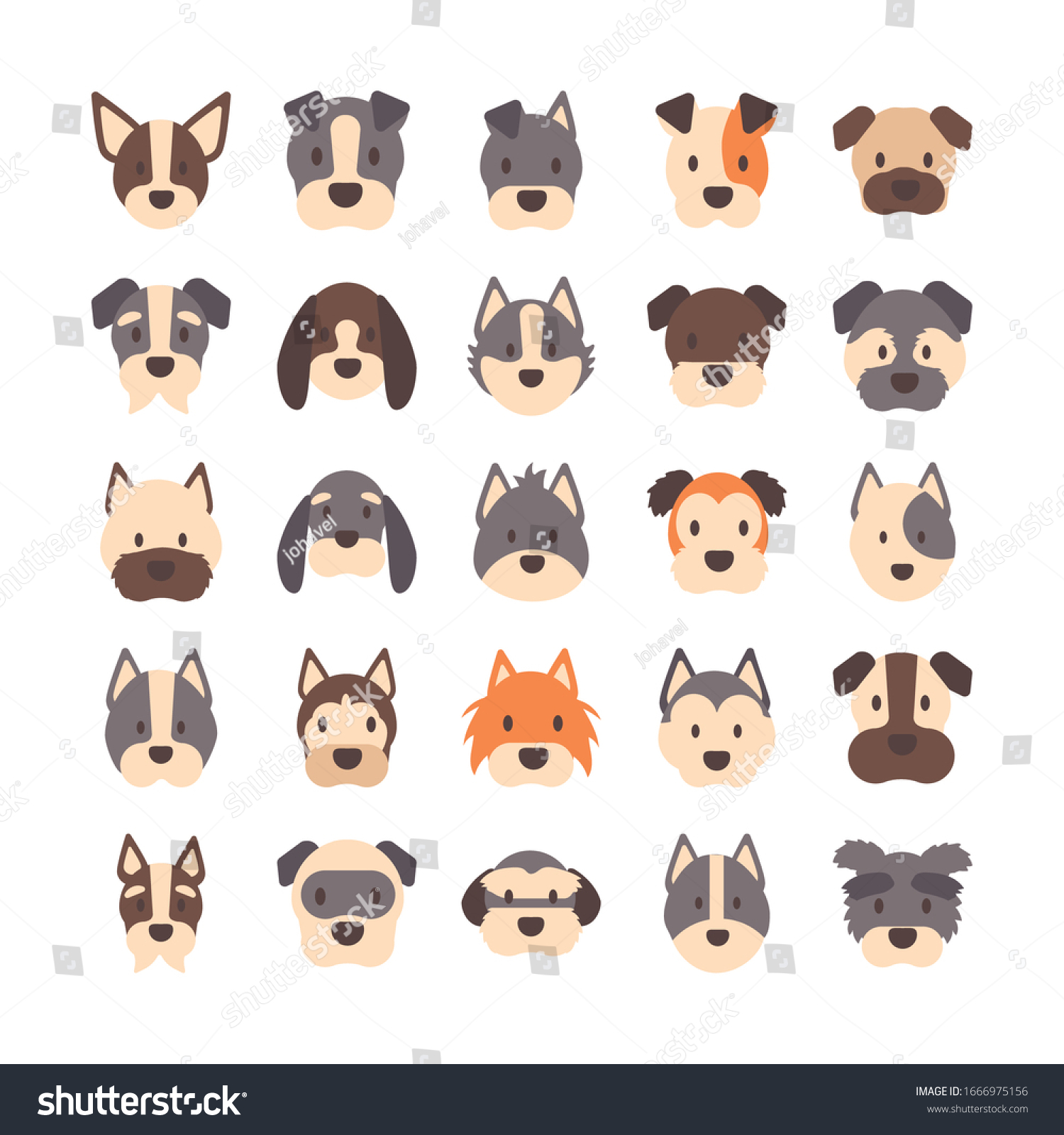 set of icons of faces different breeds of dogs - Royalty Free Stock ...