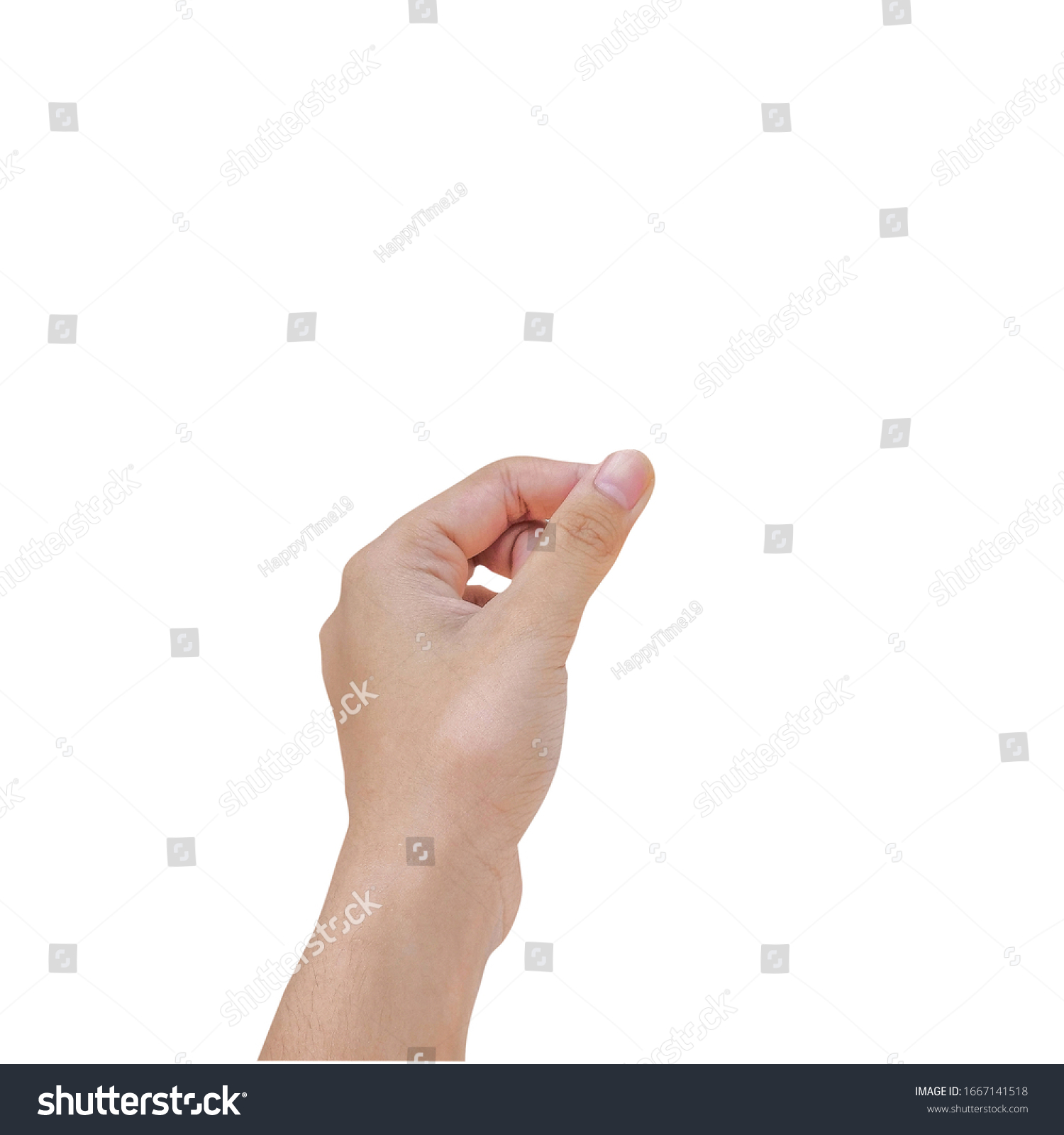 Left hand holding, isolated on white background with clipping path. #1667141518