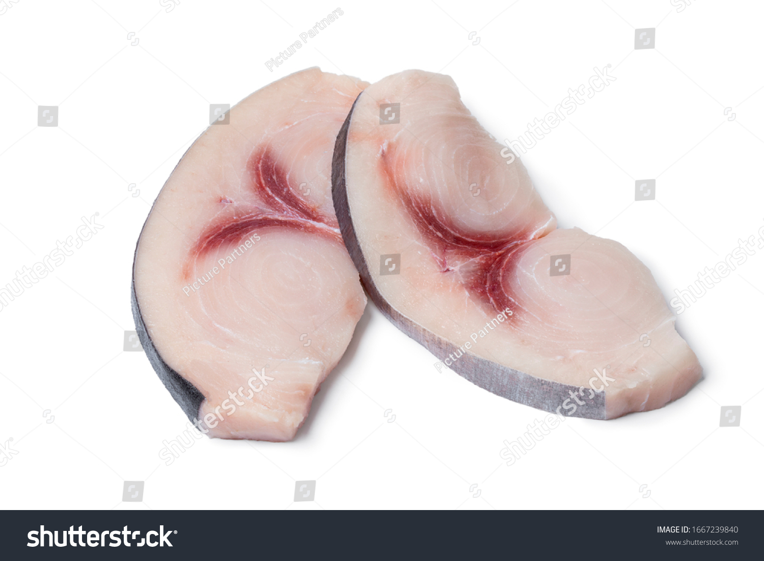Two raw fresh swordfish fillets isolated on white background #1667239840