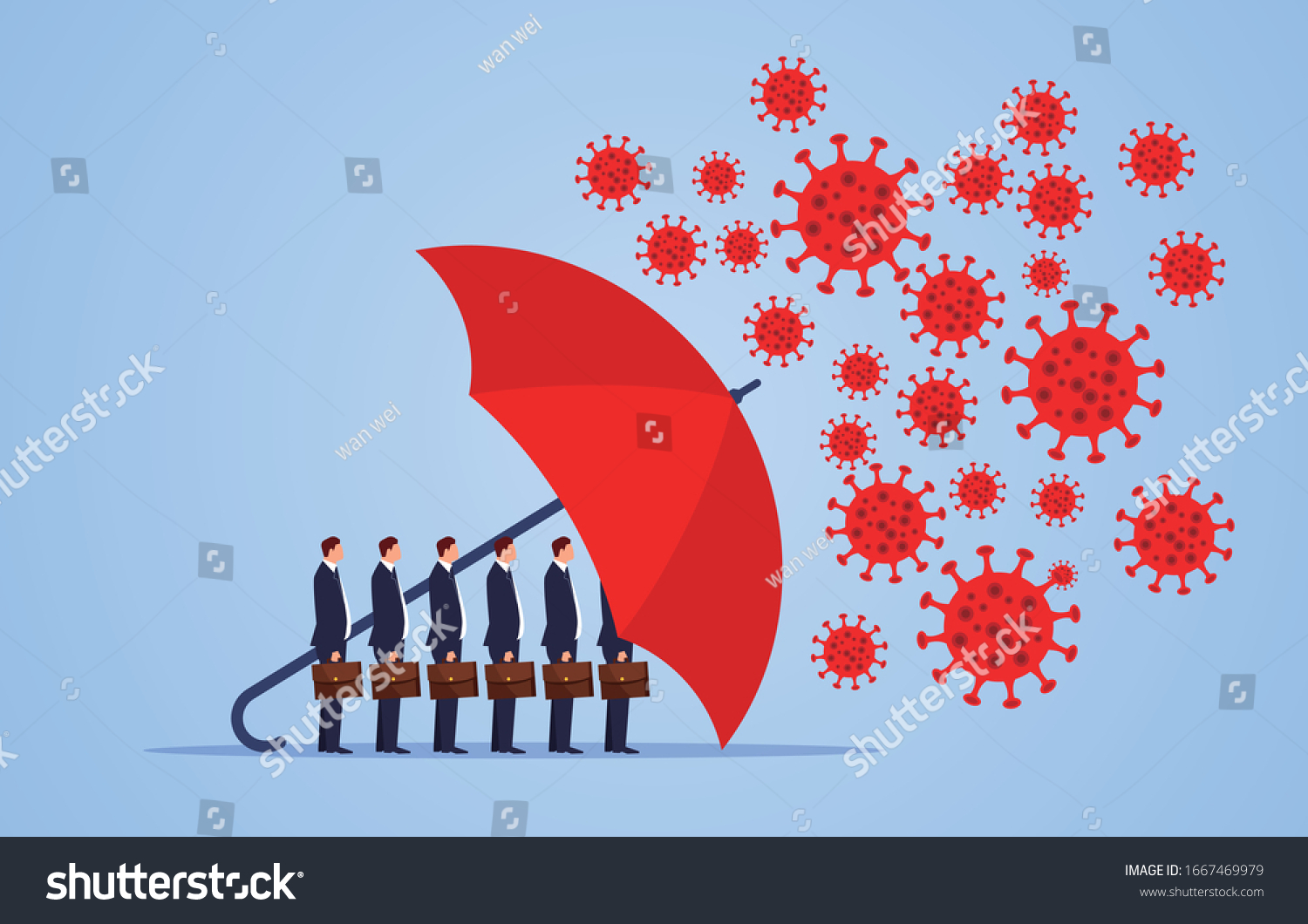 Red umbrella protecting merchants immune novel coronavirus pneumonia infection #1667469979