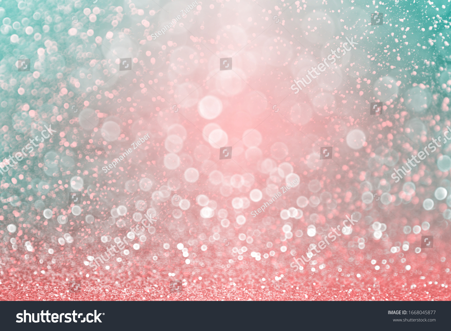Fancy teal green glitter, coral pink and peach sparkle confetti background for turquoise happy birthday party invite, spring Easter banner, aqua mint wedding, fun xmas pattern or girly perfume texture #1668045877