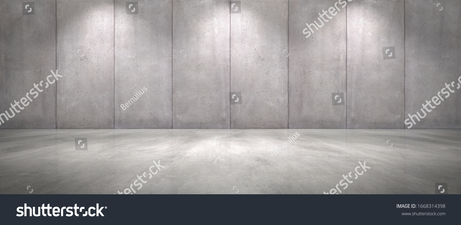 Concrete Wall Background with Floor Wide Empty Garage Scene #1668314398