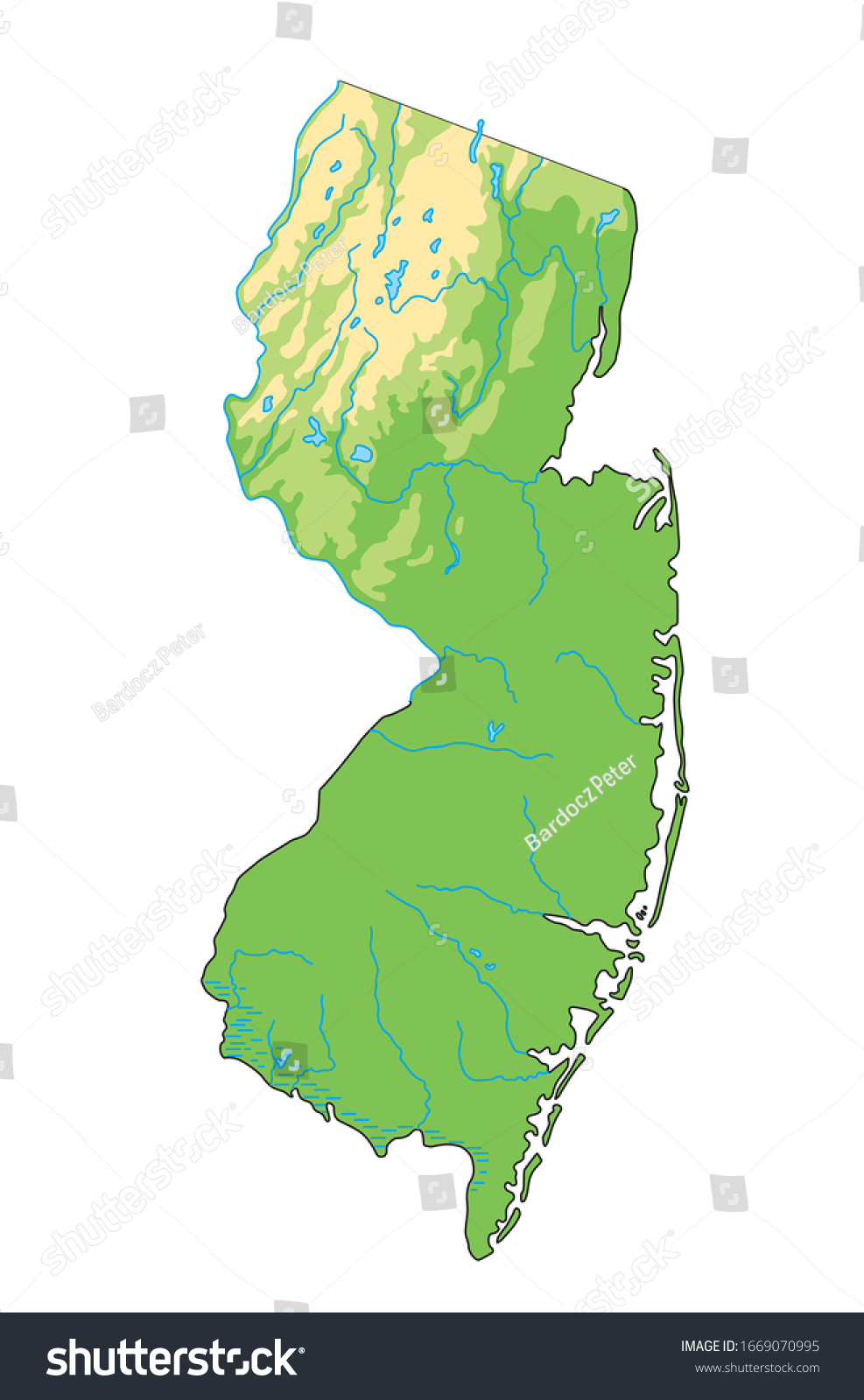 High detailed New Jersey physical map . - Royalty Free Stock Vector ...