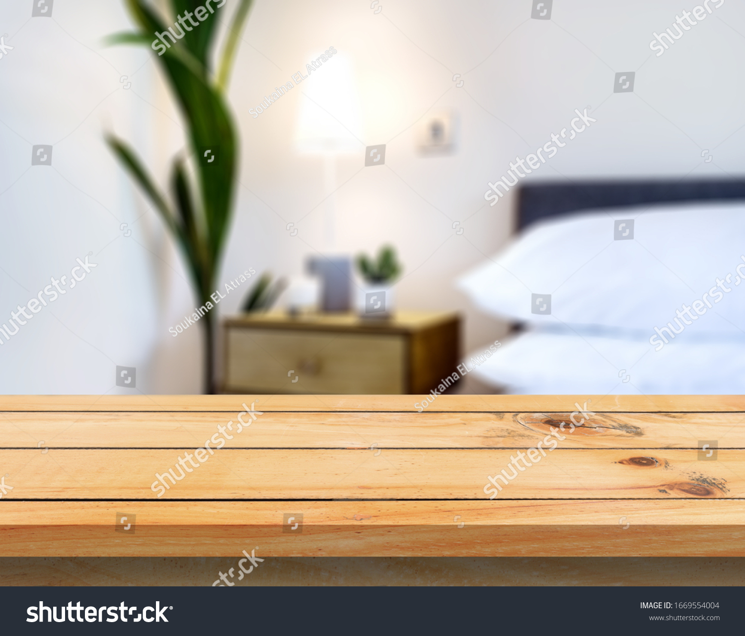 Table Top And Blur Bedroom of The Background #1669554004