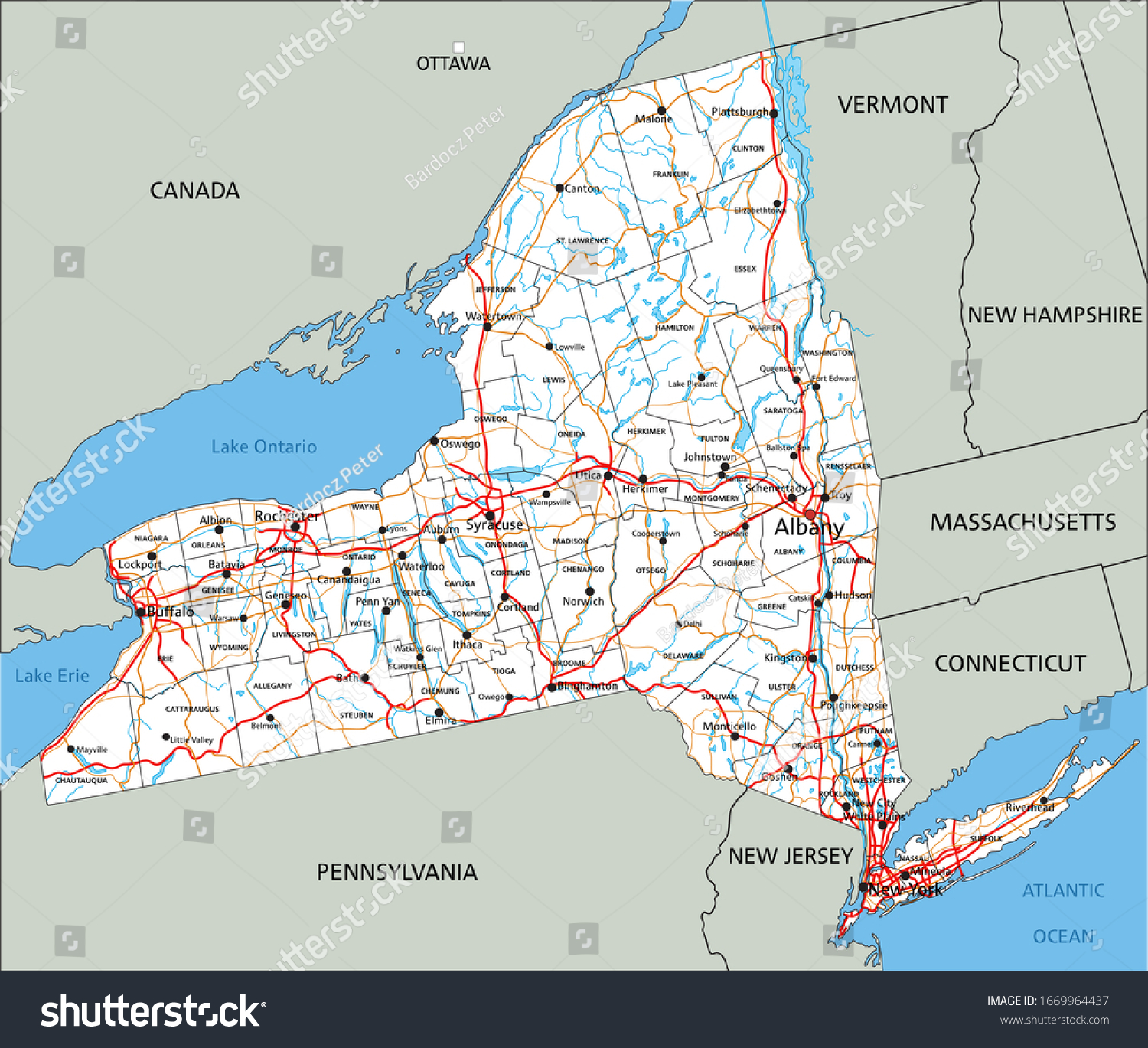 High detailed New York road map with labeling. - Royalty Free Stock ...