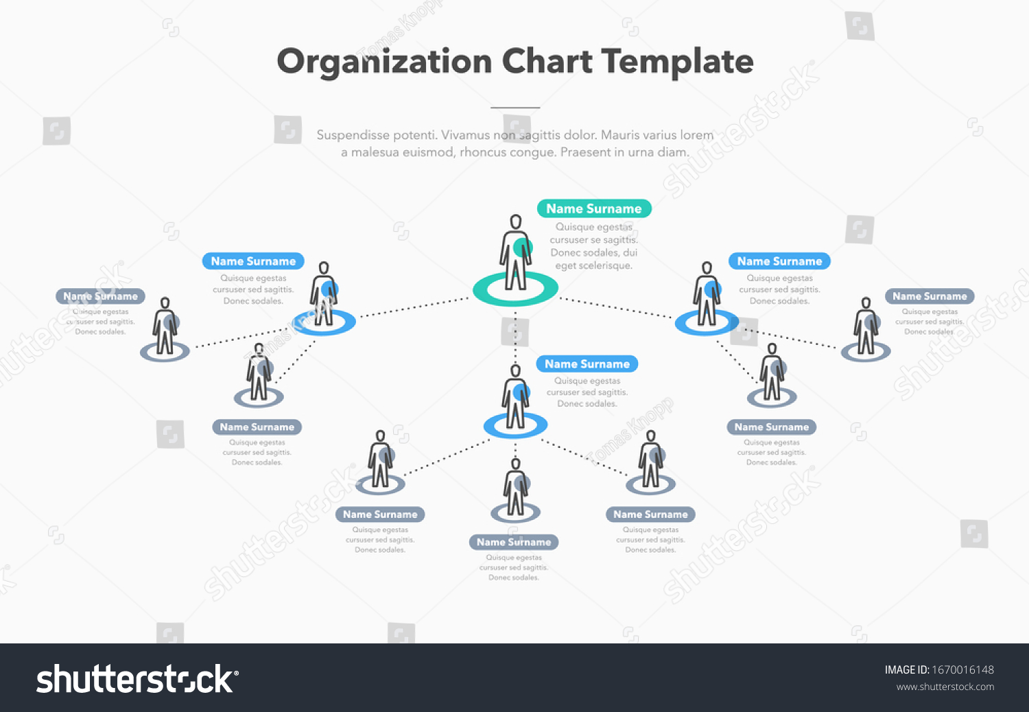 Modern simple company organization hierarchy schema template with place for your content. Easy to use for your website or presentation. #1670016148