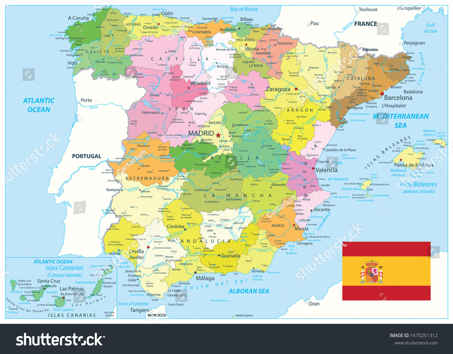 Administrative Political Map of Spain. All - Royalty Free Stock Vector ...