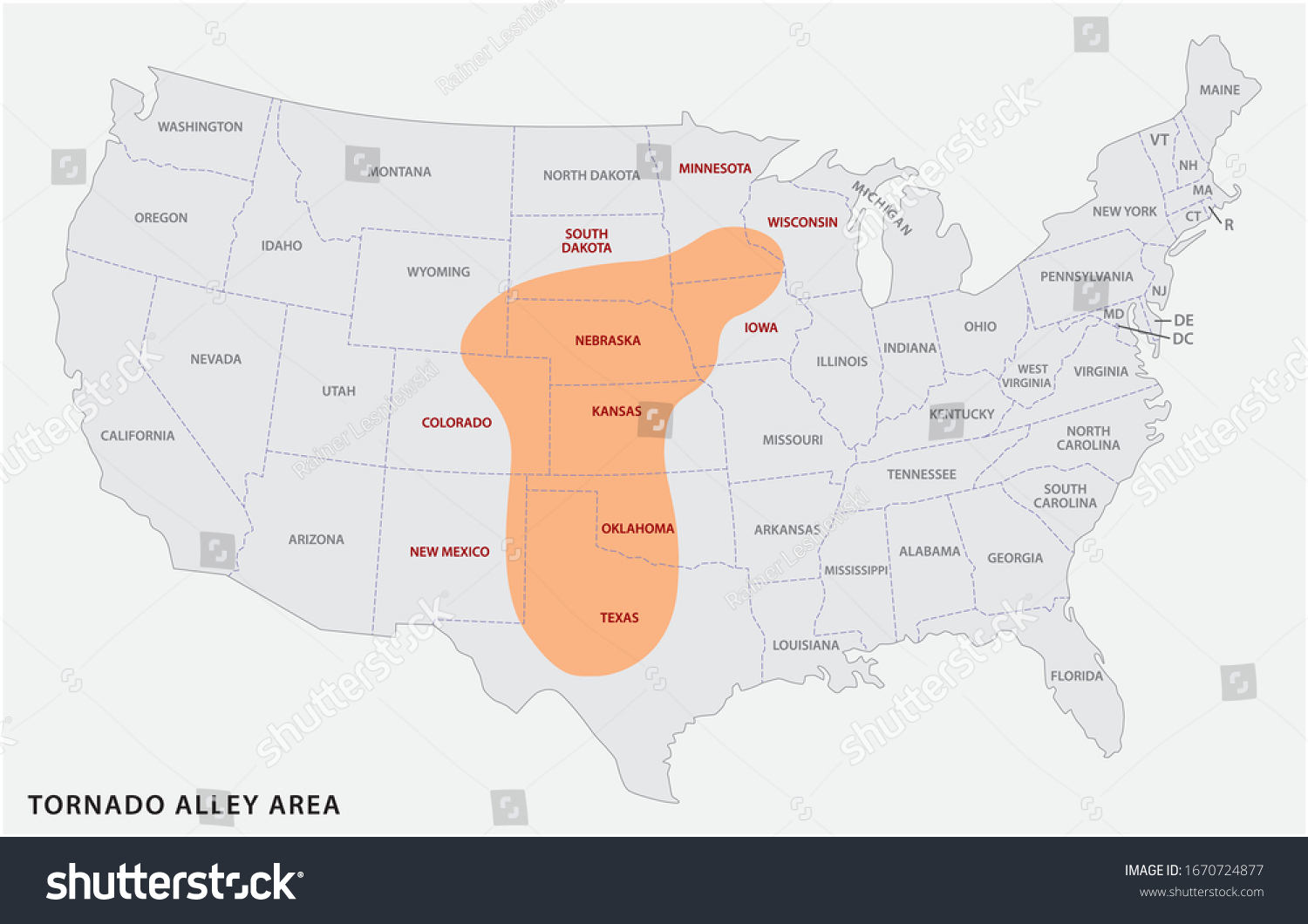 Map Of The Tornado Alley Area In The United Royalty Free Stock Vector Avopix Com