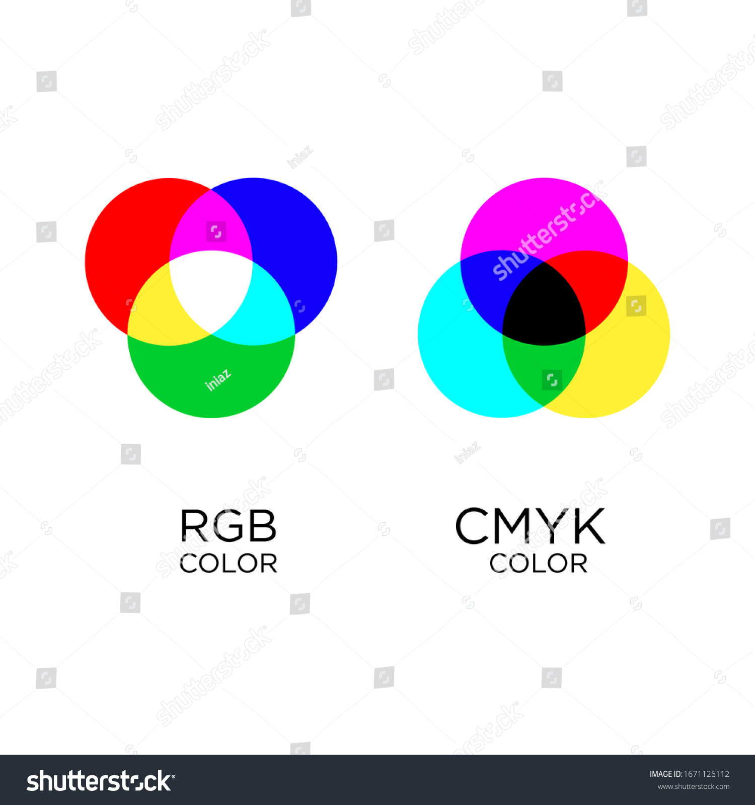 CMYK vs RGB color model concept illustration. vector infographic for education #1671126112
