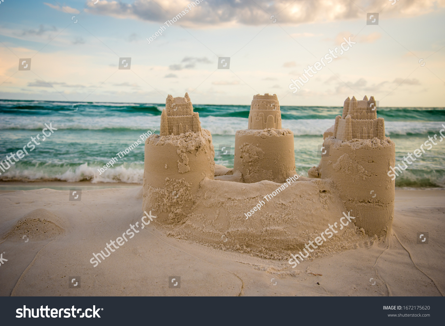 Sand Castle Building at Destin Beach Florida  #1672175620