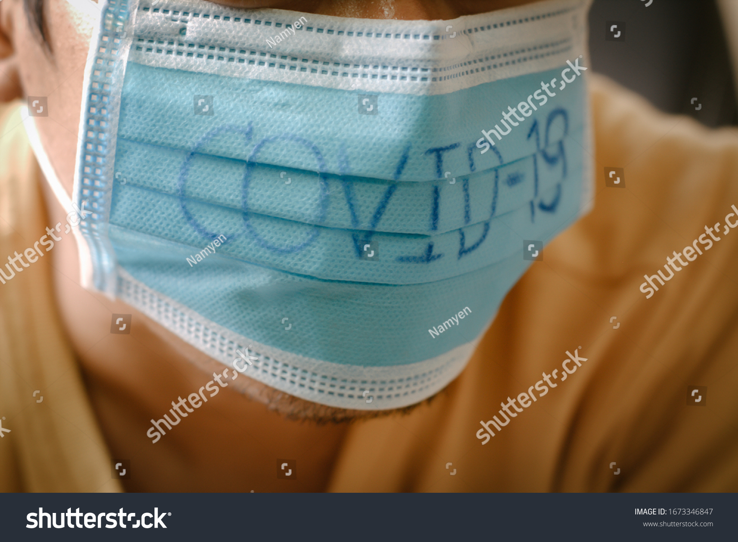 Men wearing  masks protect covid-19​ in thailand, Coronavirus​ #1673346847