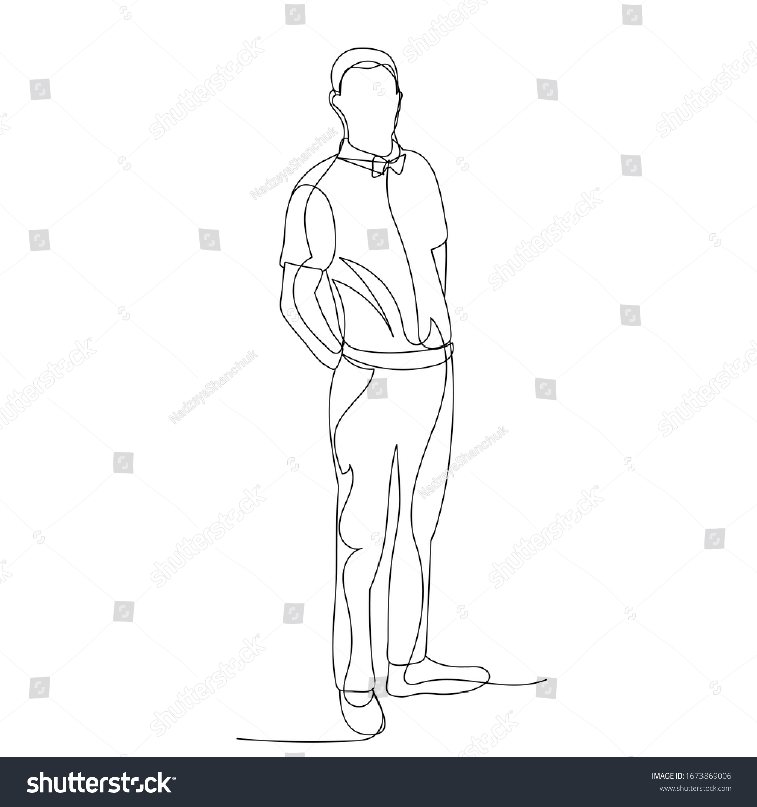 Isolated, One Line Drawing Man, Businessman - Royalty Free Stock Vector 