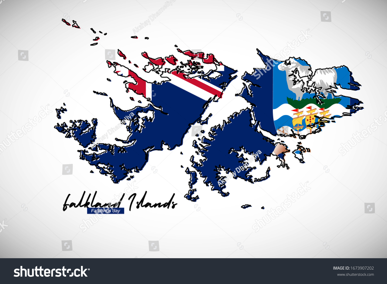 Happy Falklands Day Of Falkland Islands Modern Royalty Free Stock Vector 1673907202