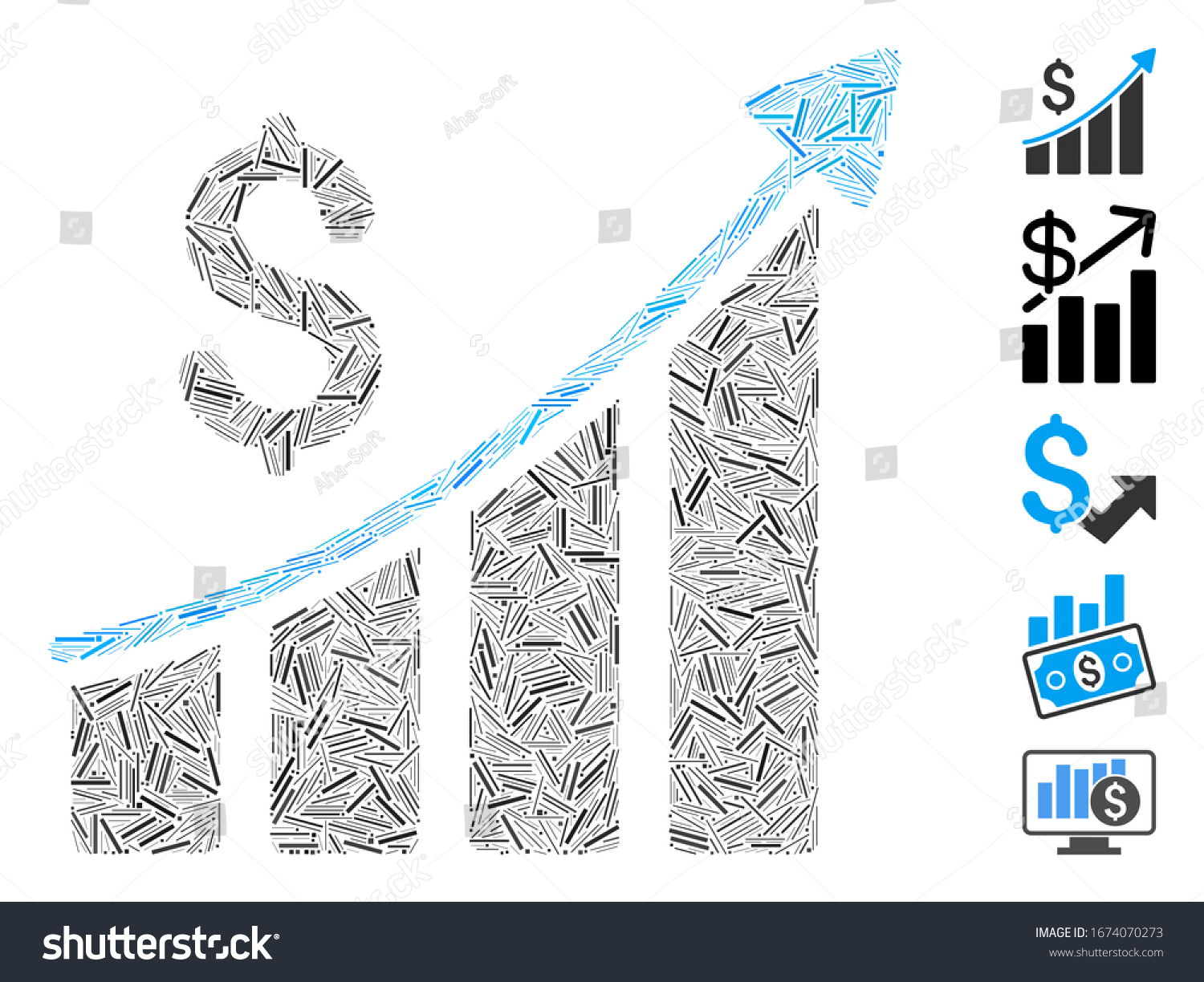 Line Mosaic Based On Sales Growth Bar Chart Icon Royalty Free Stock Vector 1674070273 9102