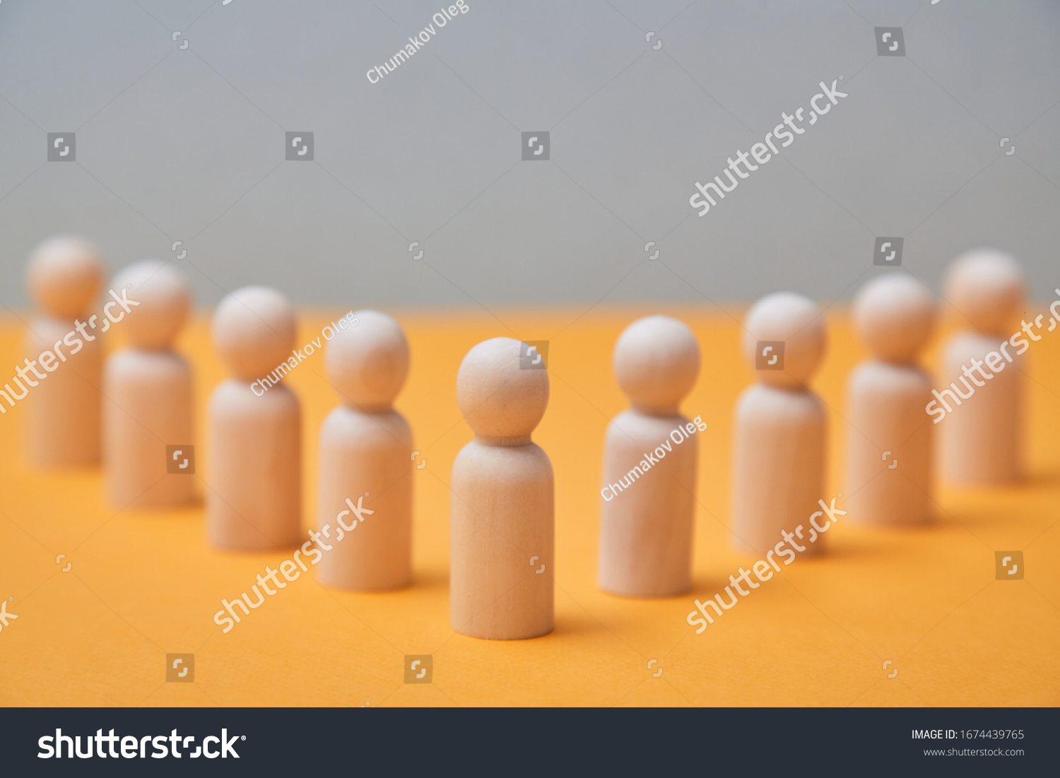 Creative thinking mockup. Individuality and creativity. Thinking outside the box. Person figure stands out from crowd #1674439765