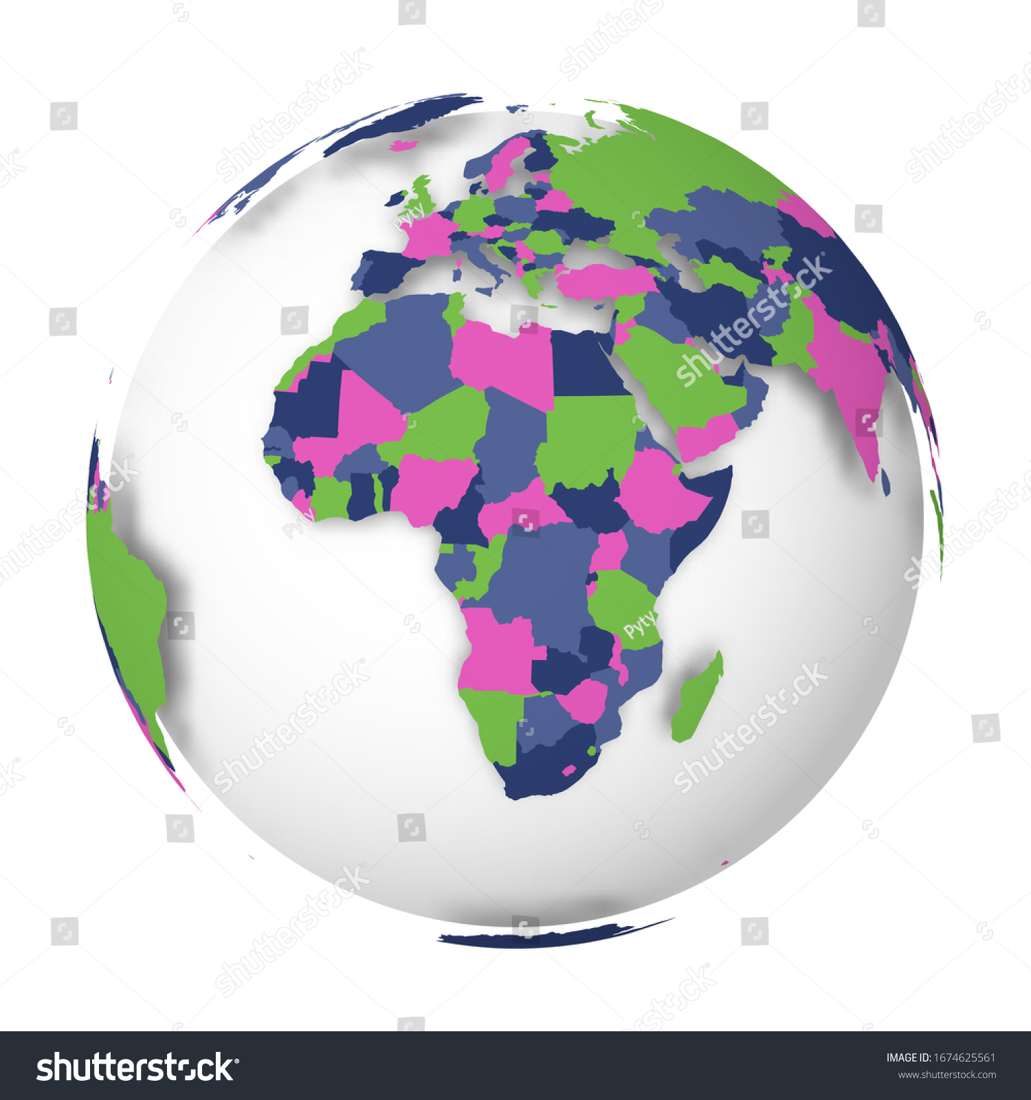 Blank Political Map Of Africa 3d Earth Globe Royalty Free Stock Vector 1674625561 0045