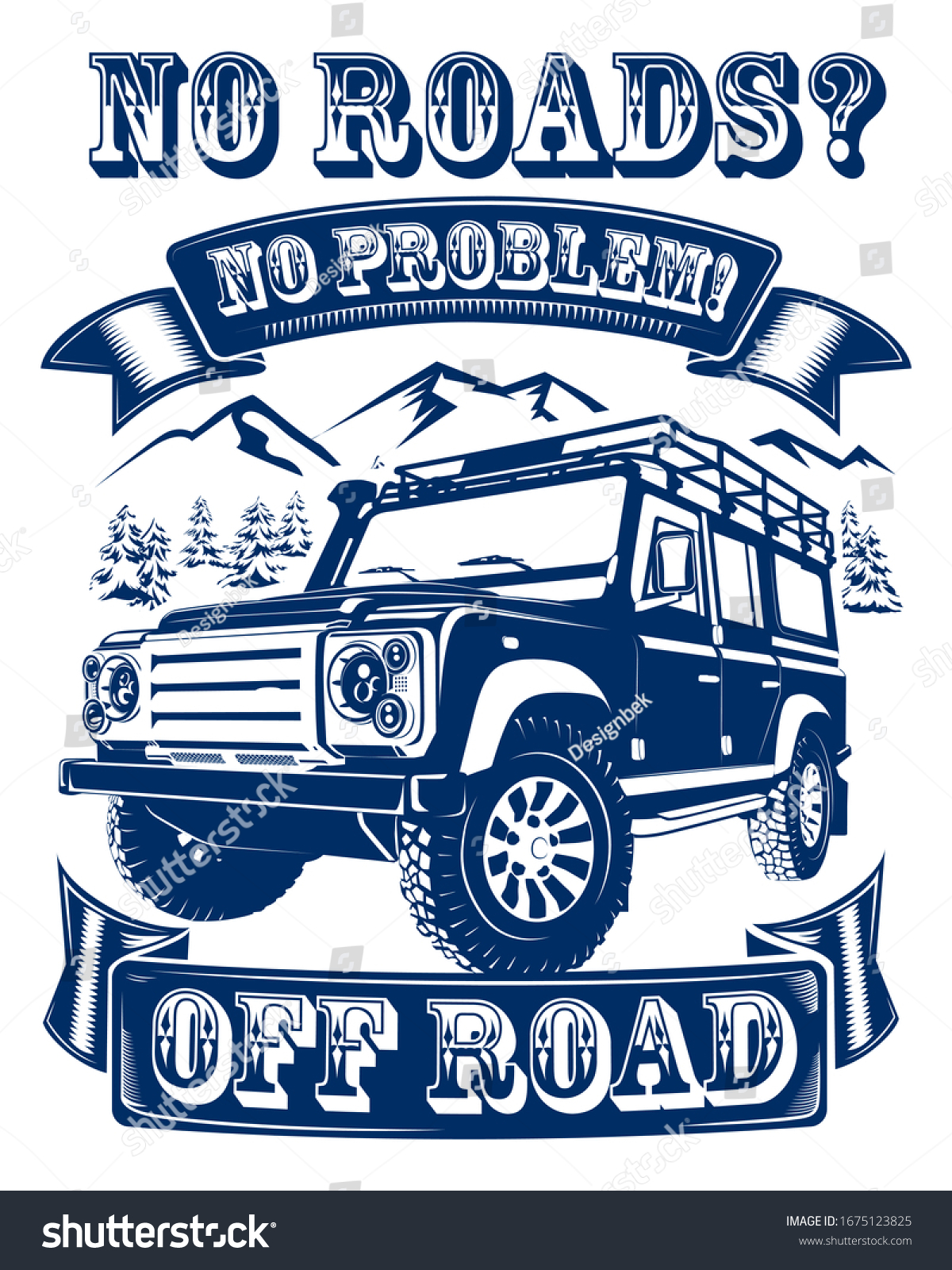 No roads, No problem off road car concept for expedition with nature vector illustration #1675123825