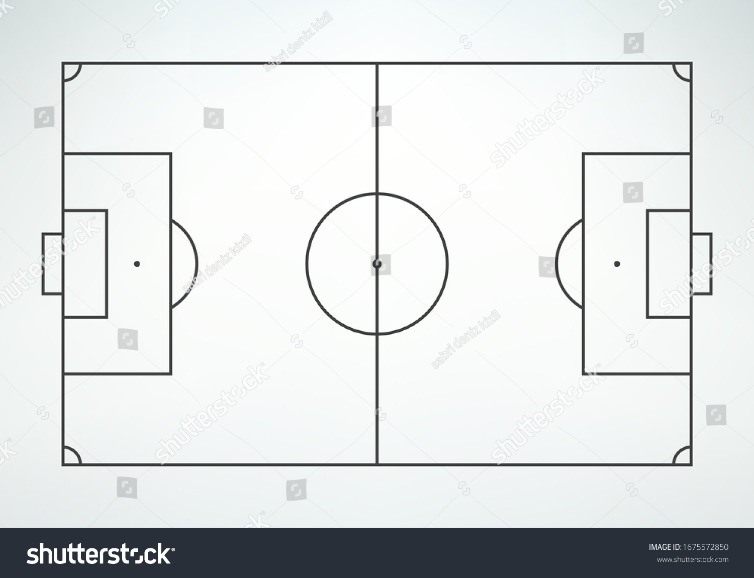 Soccer field in line style. Football field on white background. Top view. #1675572850