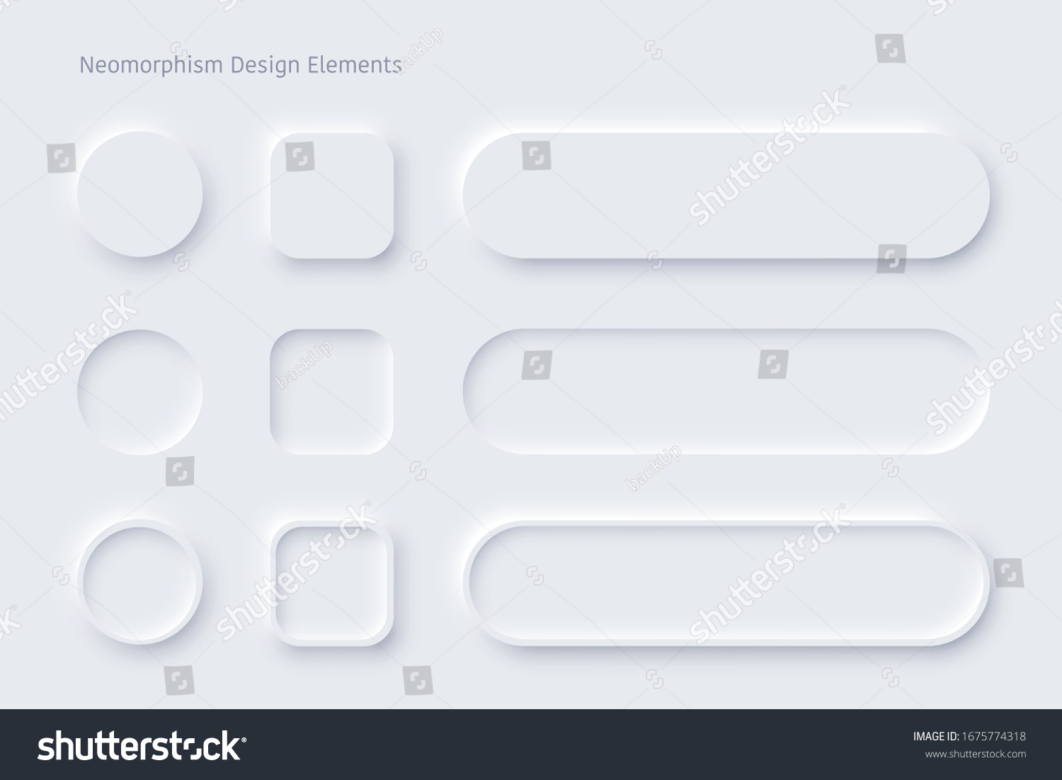 Vector editable neomorphic buttons set. Sliders for  websites, mobile menu, navigation and apps. Simple elegant Neomorphism trendy 2020 designs element UI components isolated on white background #1675774318