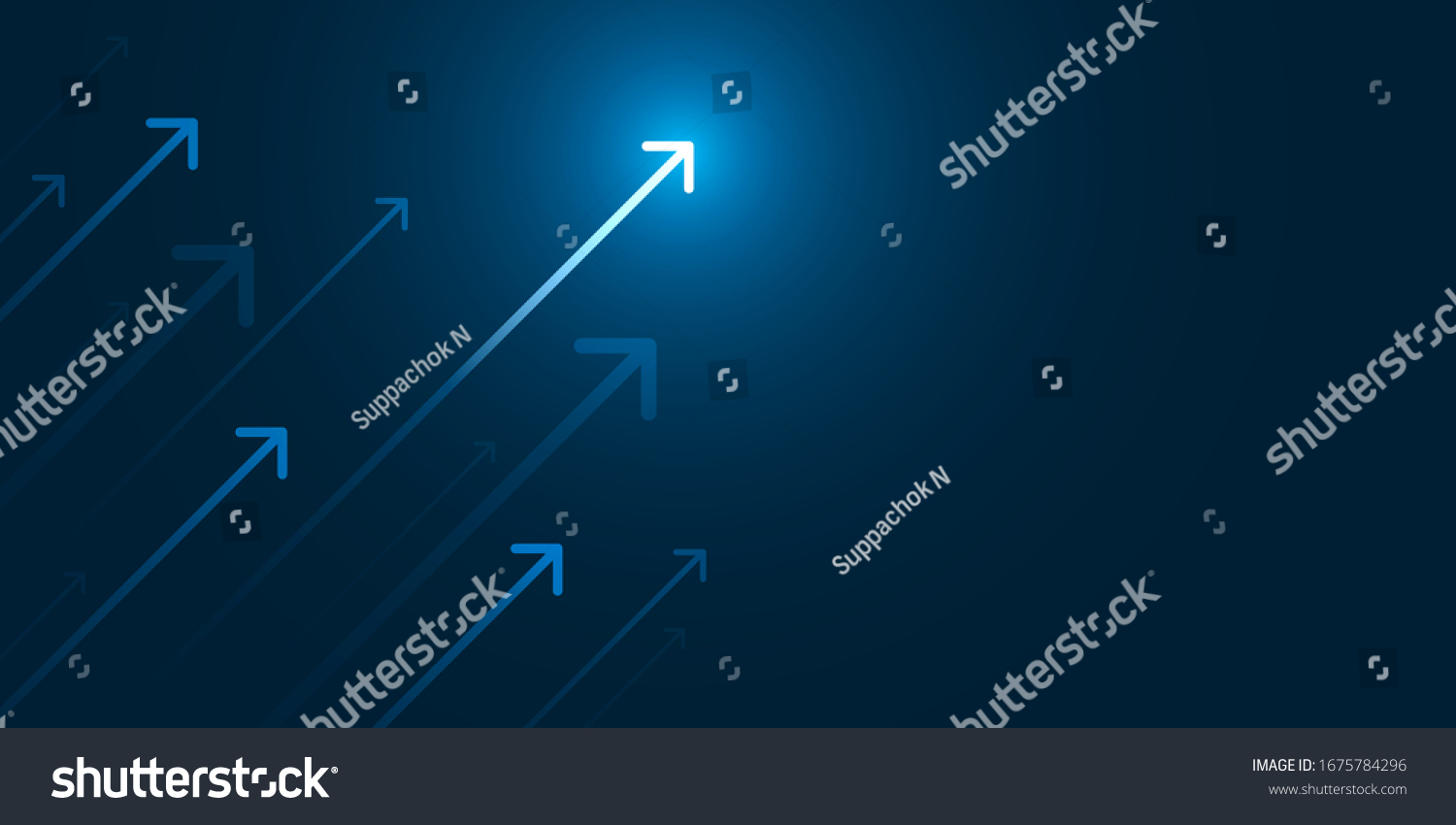 Up light arrow on dark blue background with copy space business growth concept