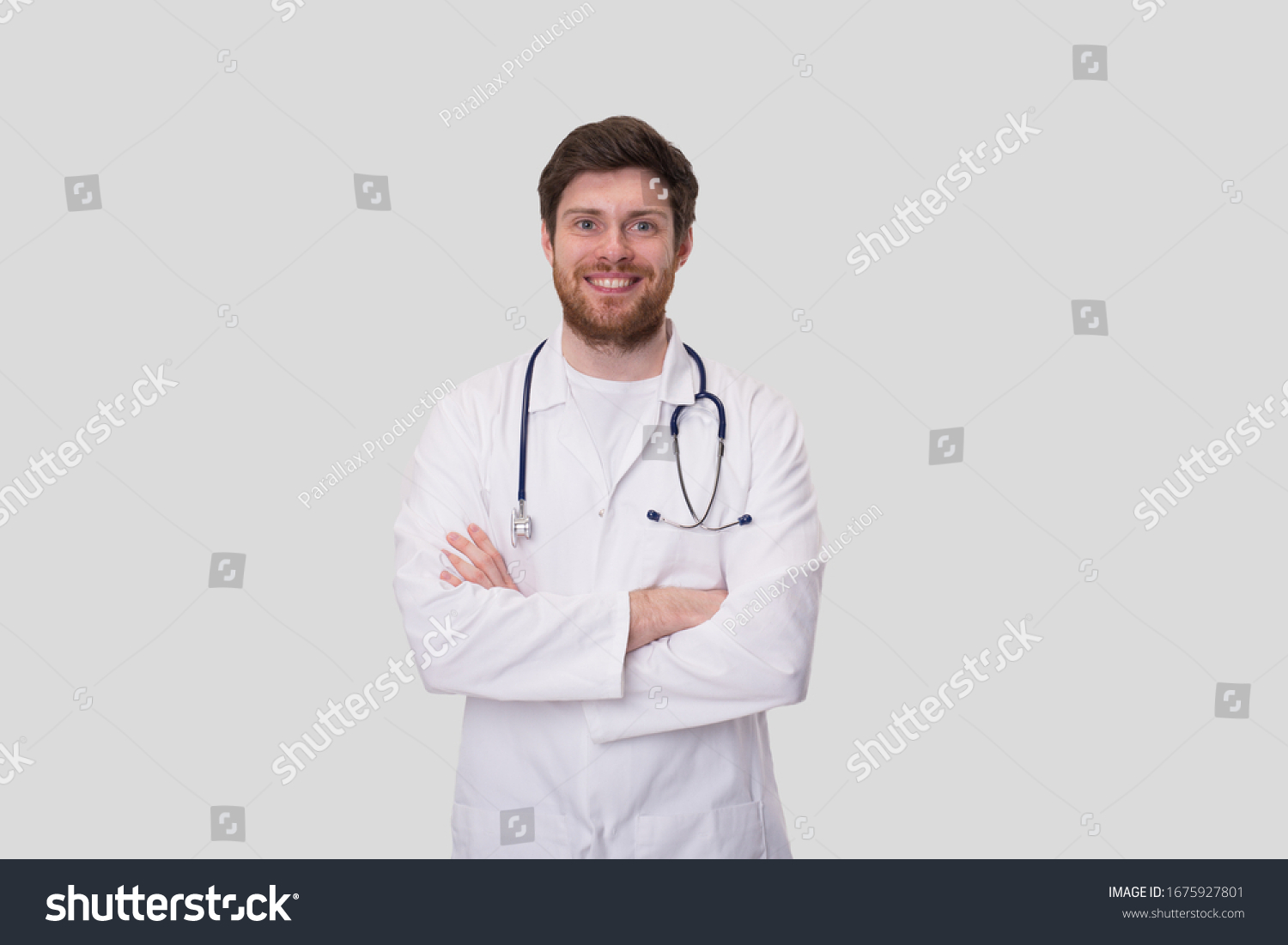 Man Doctor Smiling Hands Crossed Isolated #1675927801