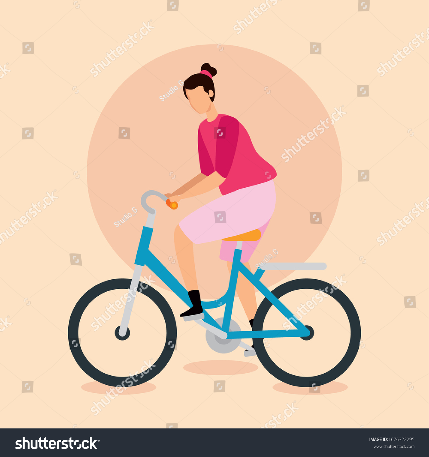 beautiful woman in bike avatar character vector - Royalty Free Stock ...