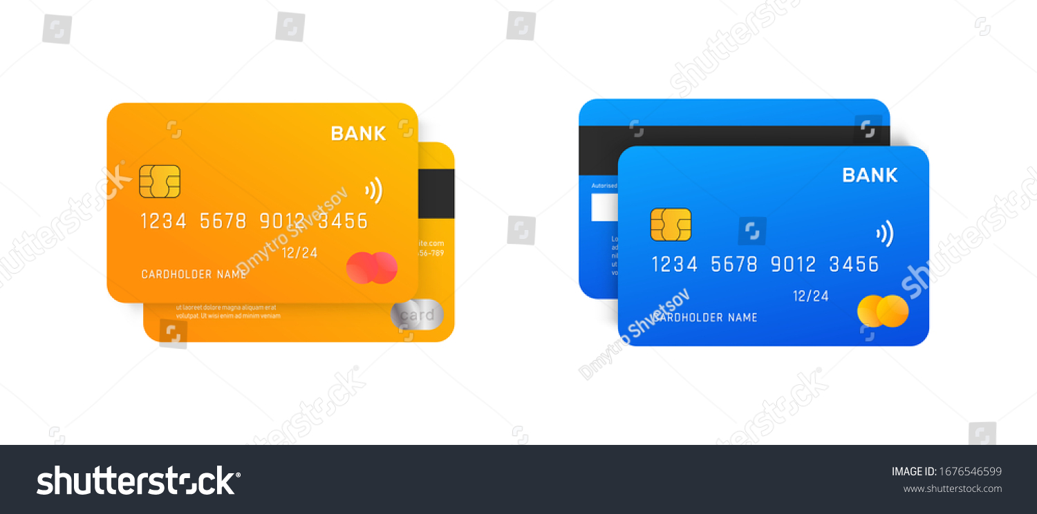 Credit Cards vector mockups isolated on white background.  #1676546599