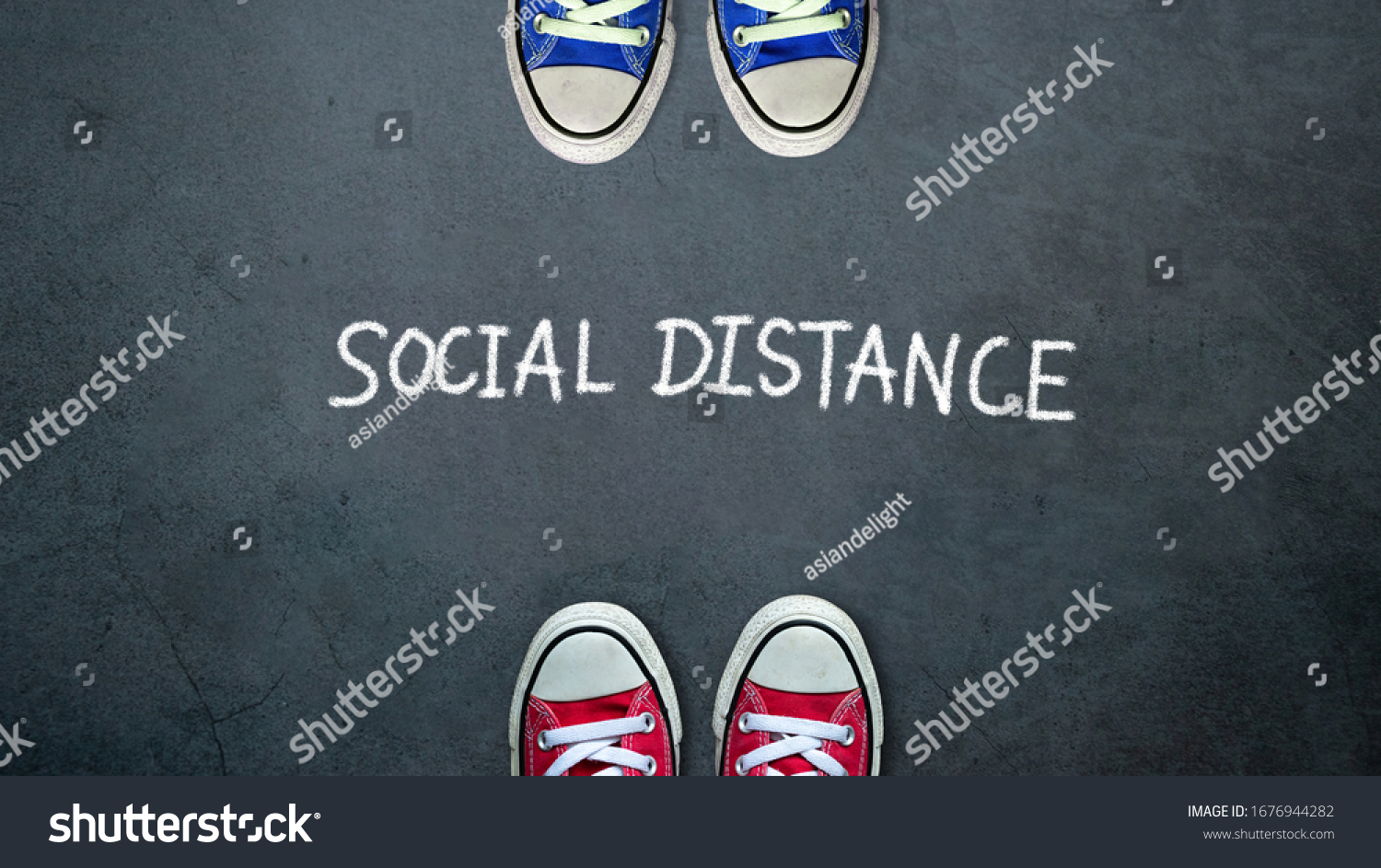 Social distance. two people keep spaced between each other for social distancing, increasing the physical space between people to avoid spreading illness during transmission of COVID-19 outbreak #1676944282
