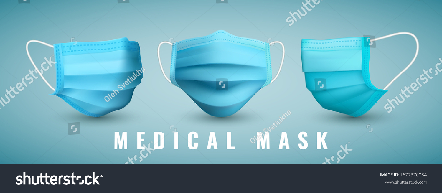Realistic medical face mask. Details 3d medical mask. Vector illustration. #1677370084