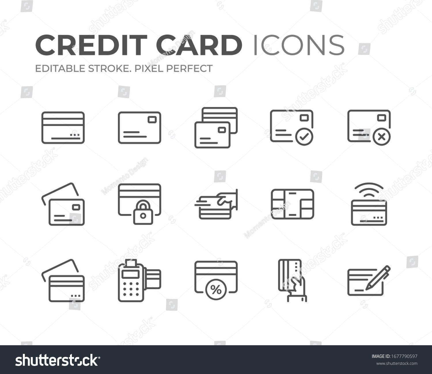 Simple Set of Credit Card Line Icons. Editable Stroke. Pixel Perfect. #1677790597
